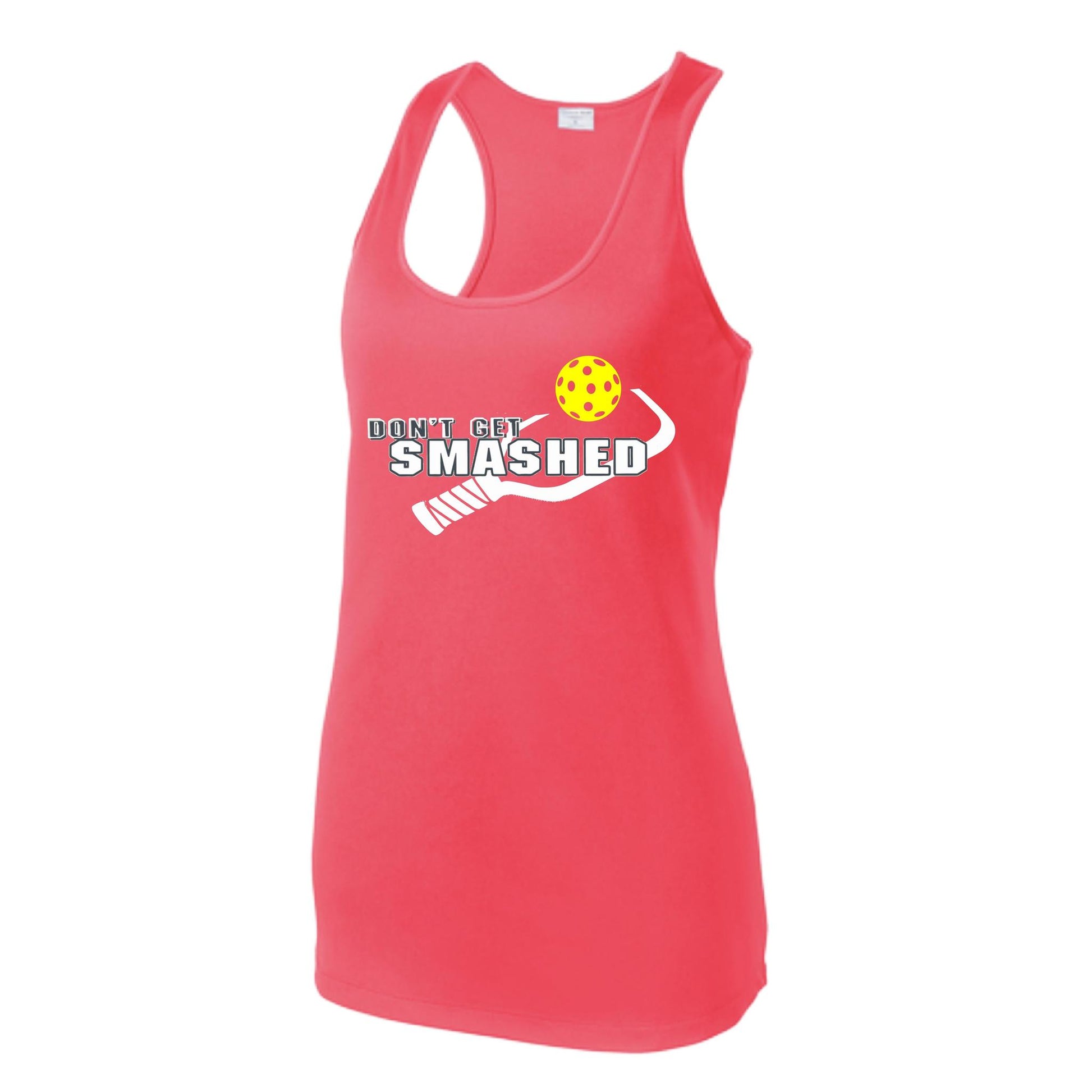 Don't Get Smashed (Colors Purple White Yellow) Customizable | Women's Racerback Pickleball Tank | 100% Polyester