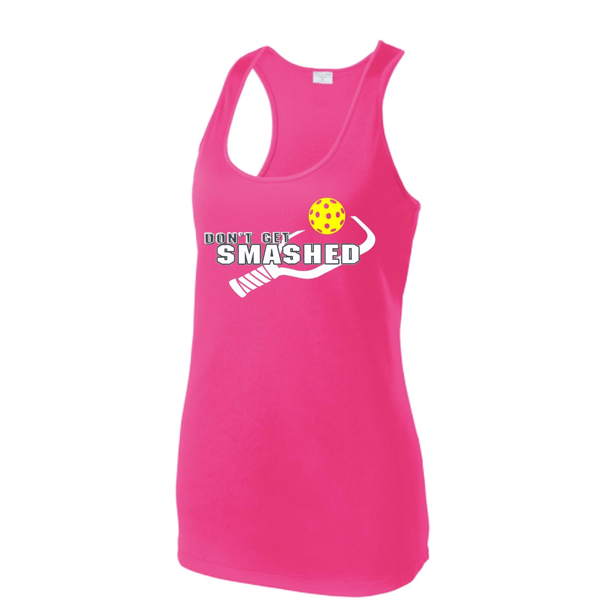 Don't Get Smashed (Colors Purple White Yellow) Customizable | Women's Racerback Pickleball Tank | 100% Polyester