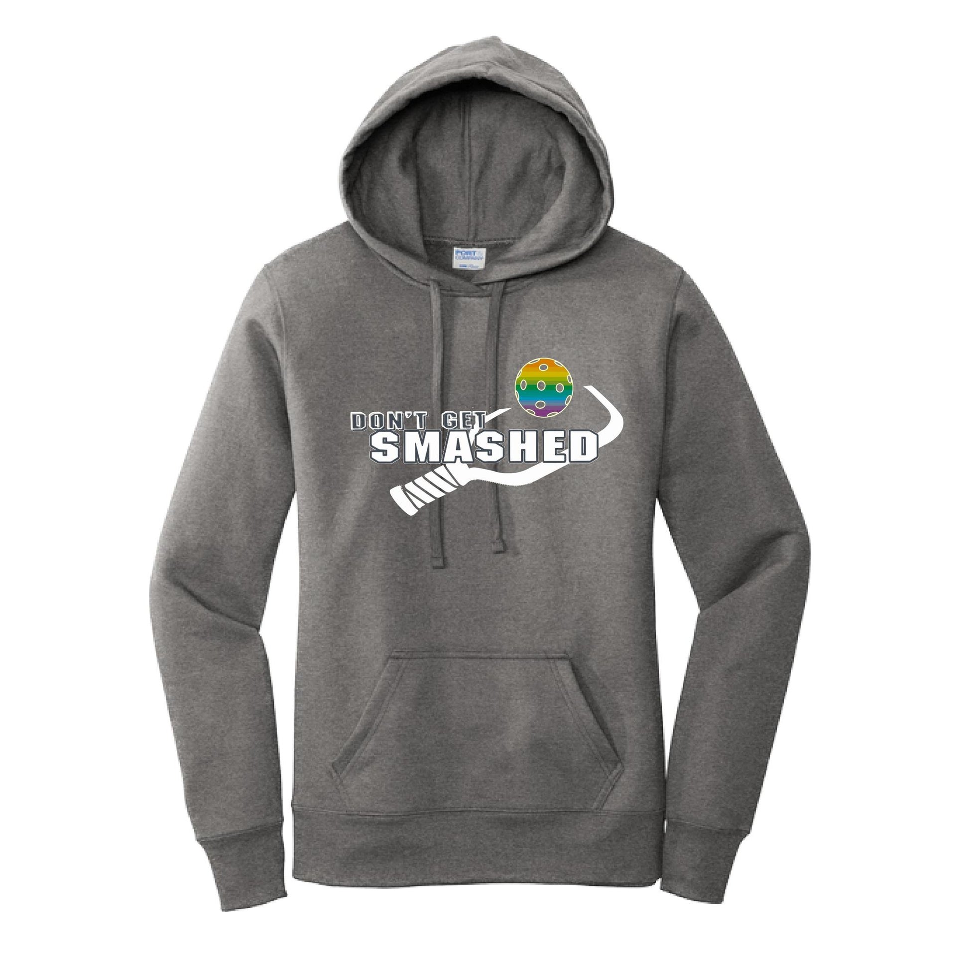 Don't Get Smashed Customizable (Pickleballs Pink Rainbow Red) | Women’s Fitted Hoodie Pickleball Sweatshirt | 50% Cotton 50% Poly Fleece