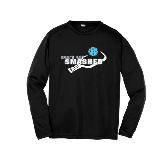 Don't Get Smashed (Cyan Orange Pink Pickleball Colors) | Youth Long Sleeve Pickleball Performance T-Shirts | 100% Polyester