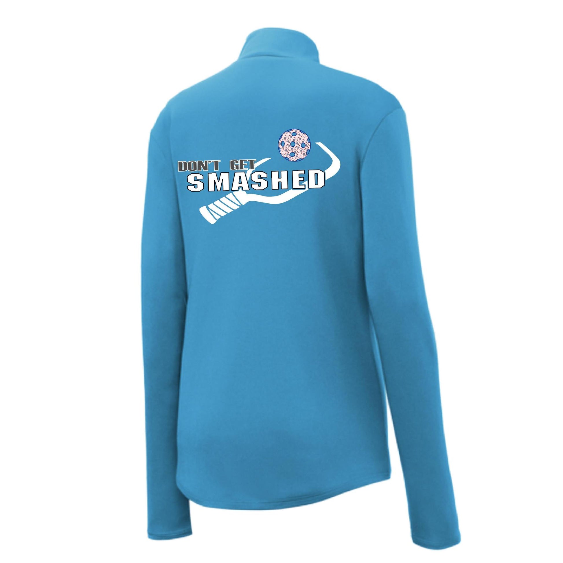 Don't Get Smashed (Pickleball Color Patriotic Star) | Women's 1/4 Zip Pullover Athletic Performance Shirt | 100% Polyester