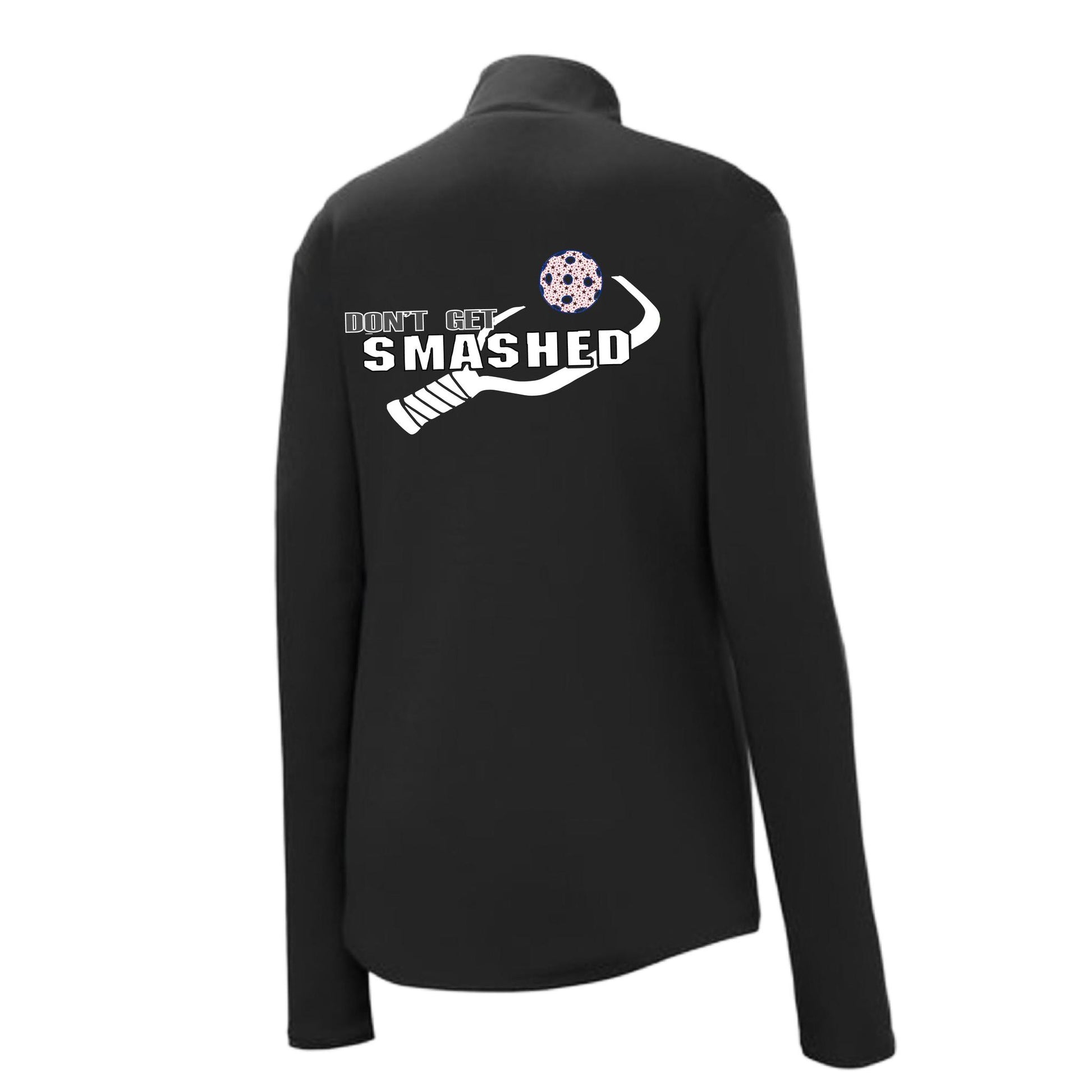 Don't Get Smashed (Pickleball Color Patriotic Star) | Women's 1/4 Zip Pullover Athletic Performance Shirt | 100% Polyester