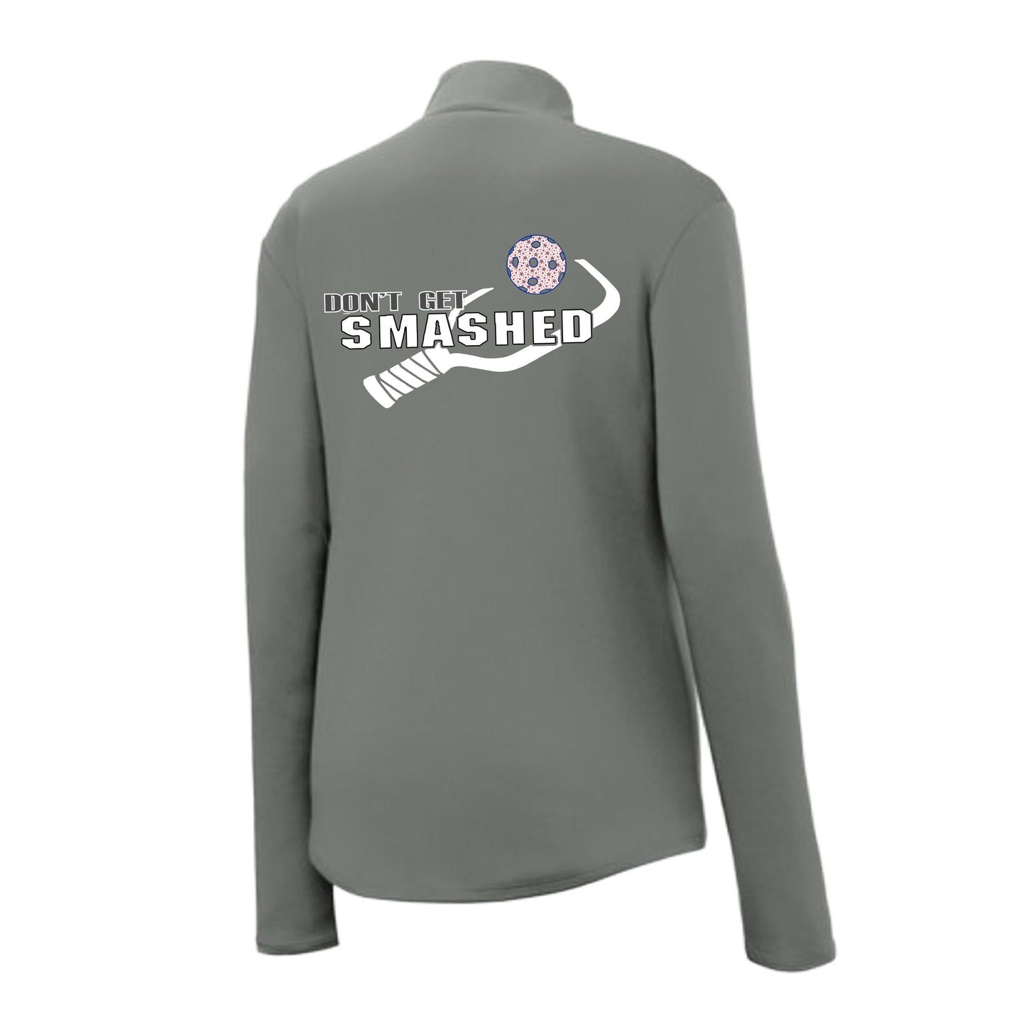 Don't Get Smashed (Pickleball Color Patriotic Star) | Women's 1/4 Zip Pullover Athletic Performance Shirt | 100% Polyester