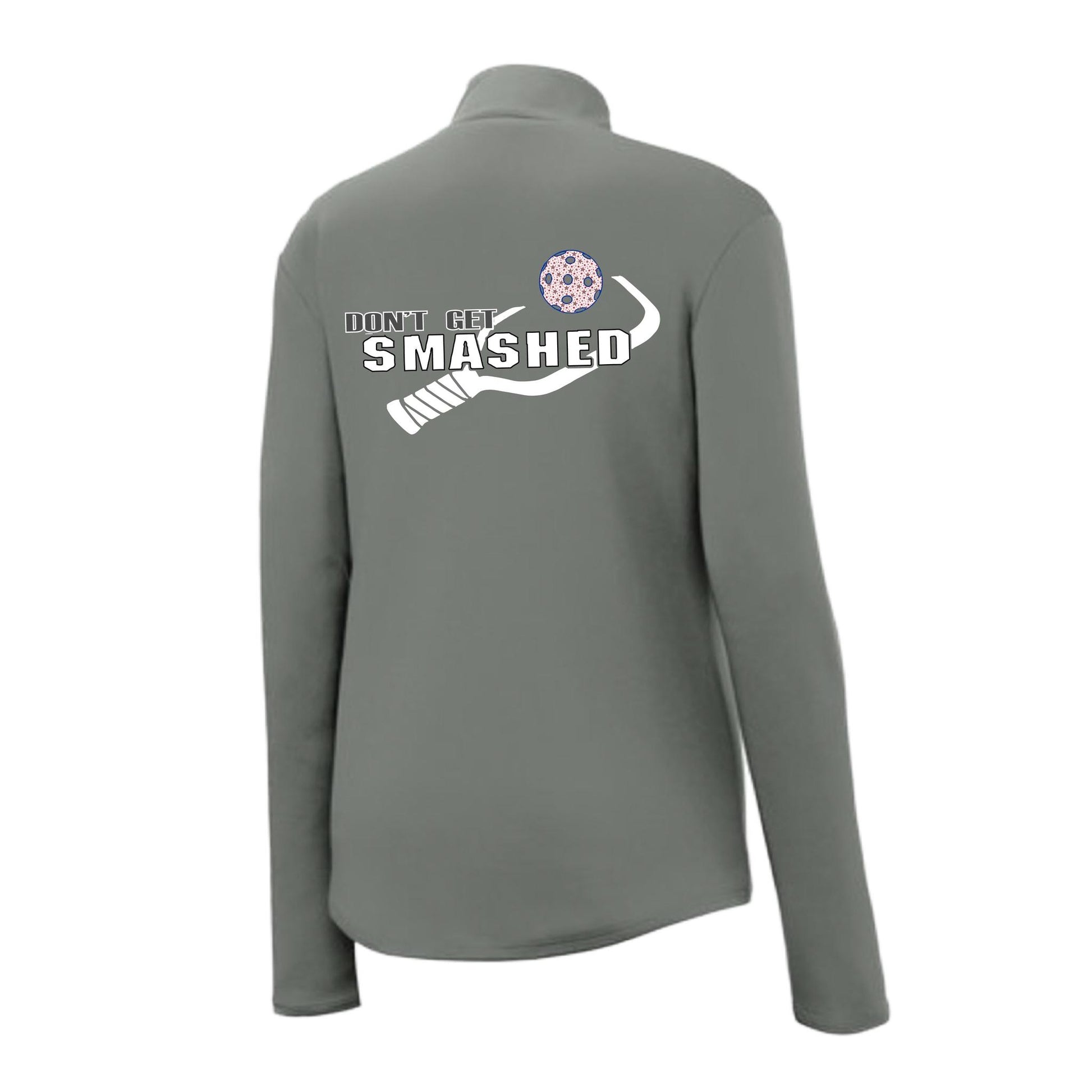 Don't Get Smashed (Pickleball Color Patriotic Star) | Women's 1/4 Zip Pullover Athletic Performance Shirt | 100% Polyester