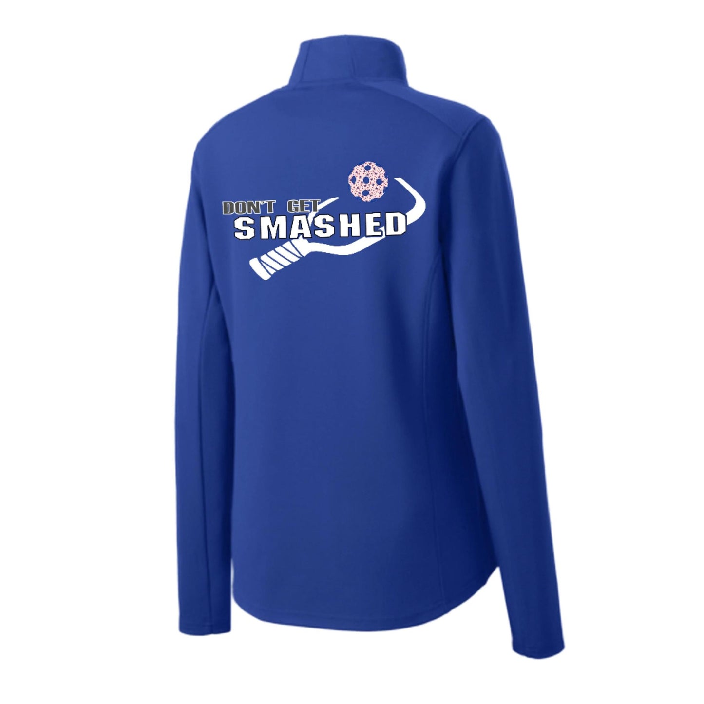 Don't Get Smashed (Pickleball Color Patriotic Star) | Women's 1/4 Zip Pullover Athletic Performance Shirt | 100% Polyester