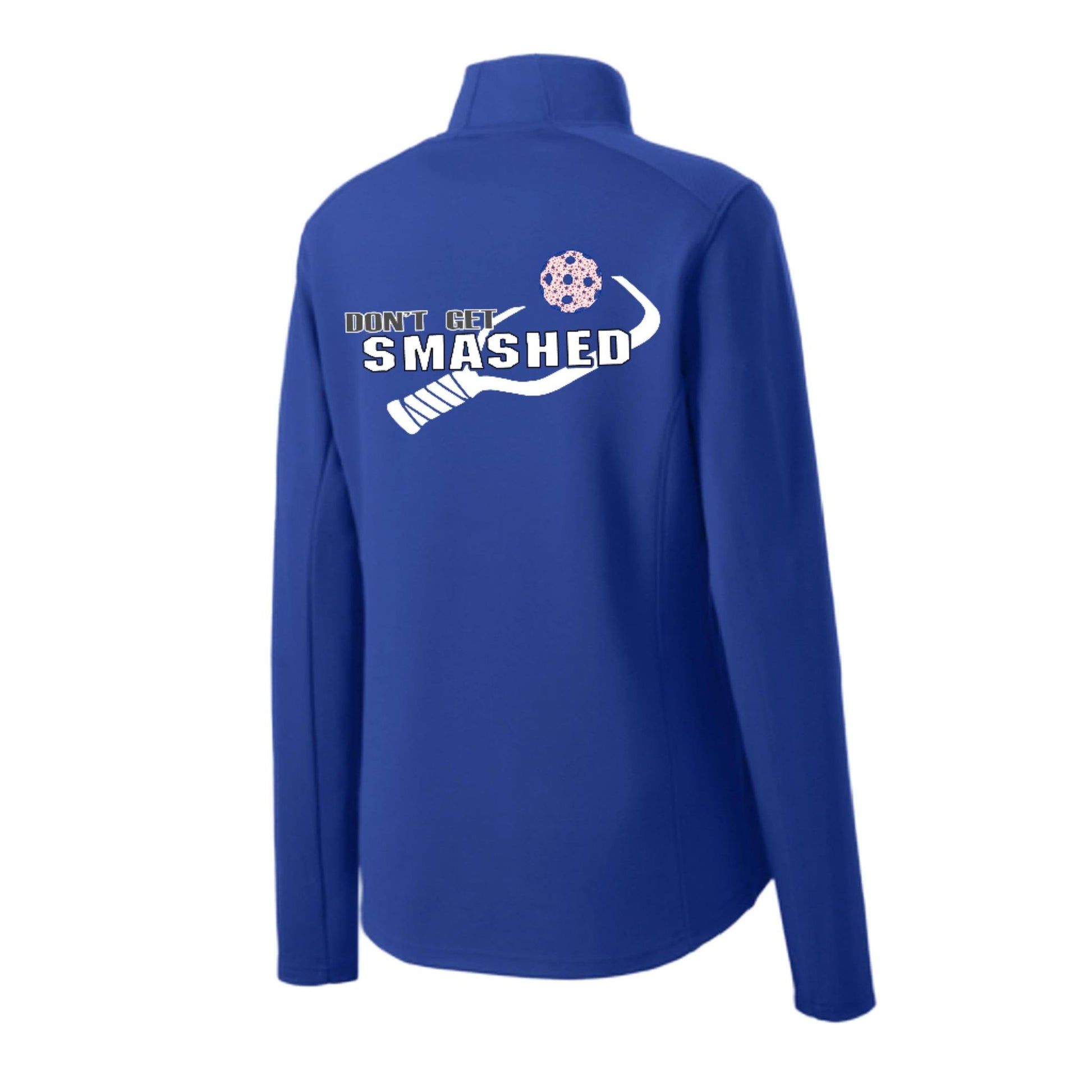 Don't Get Smashed (Pickleball Color Patriotic Star) | Women's 1/4 Zip Pullover Athletic Performance Shirt | 100% Polyester