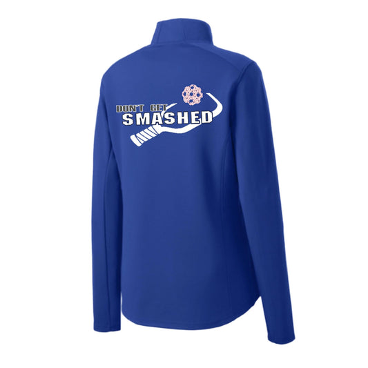 Don't Get Smashed (Pickleball Color Patriotic Star) | Women's 1/4 Zip Pullover Athletic Performance Shirt | 100% Polyester