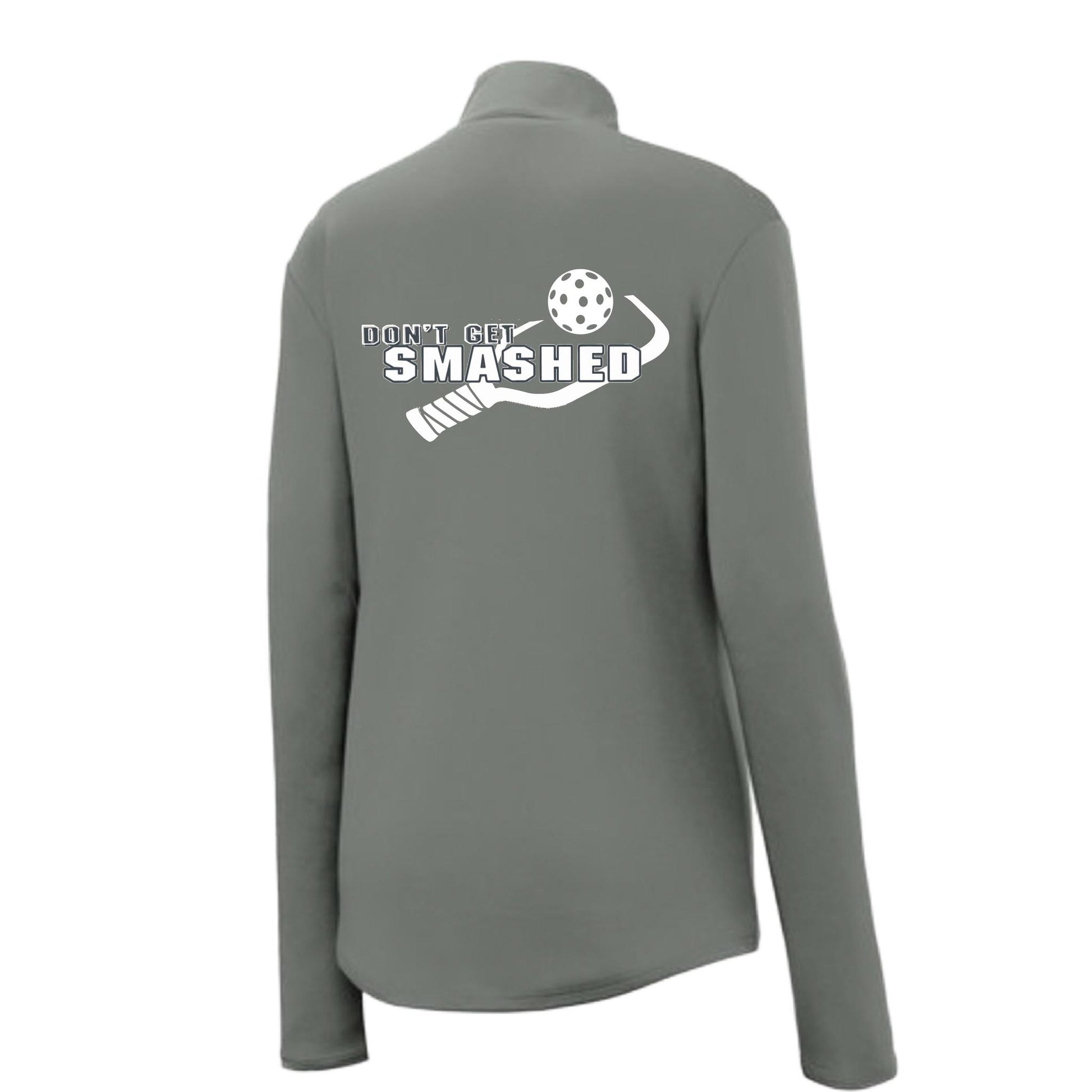 Don't Get Smashed (Pickleball Color Purple White Yellow) | Women's 1/4 Zip Pullover Athletic Performance Shirt | 100% Polyester