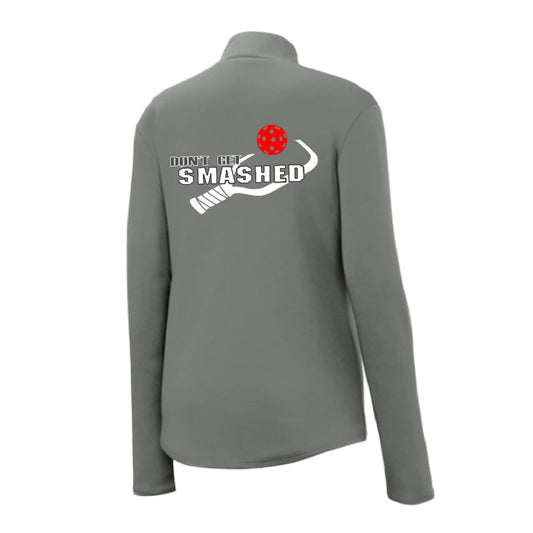 Don't Get Smashed (Pickleball Color Rainbow Red Green) | Women's 1/4 Zip Pullover Athletic Performance Shirt | 100% Polyester