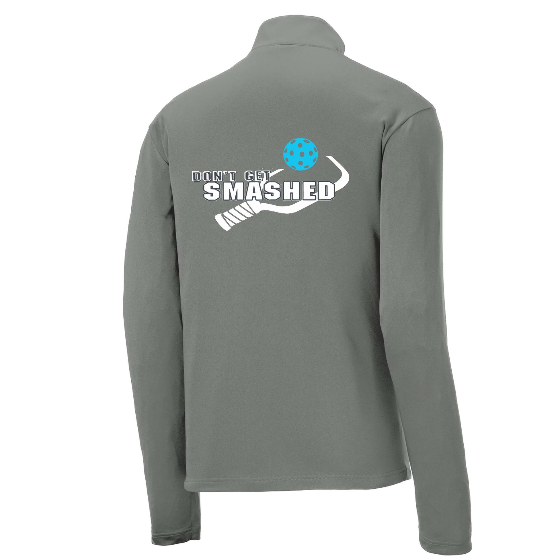 Don't Get Smashed (Pickleball Colors Cyan Orange Pink Rainbow) | Men's 1/4 Zip Long Sleeve Pullover Athletic Performance Shirt | 100% Polyester