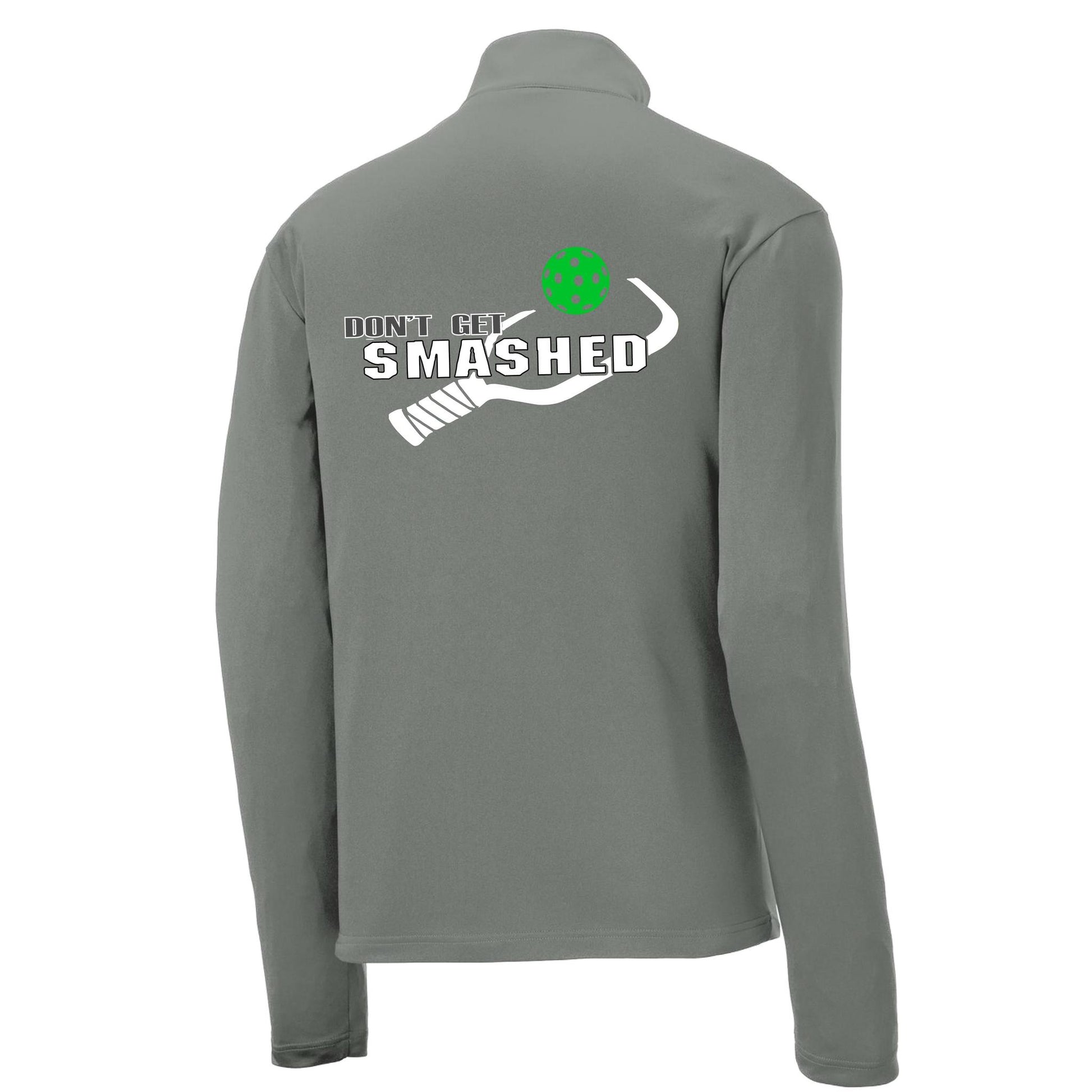 Don't Get Smashed (Pickleball Colors Red Green Stars) | Men's 1/4 Zip Long Sleeve Pullover Athletic Performance Shirt | 100% Polyester