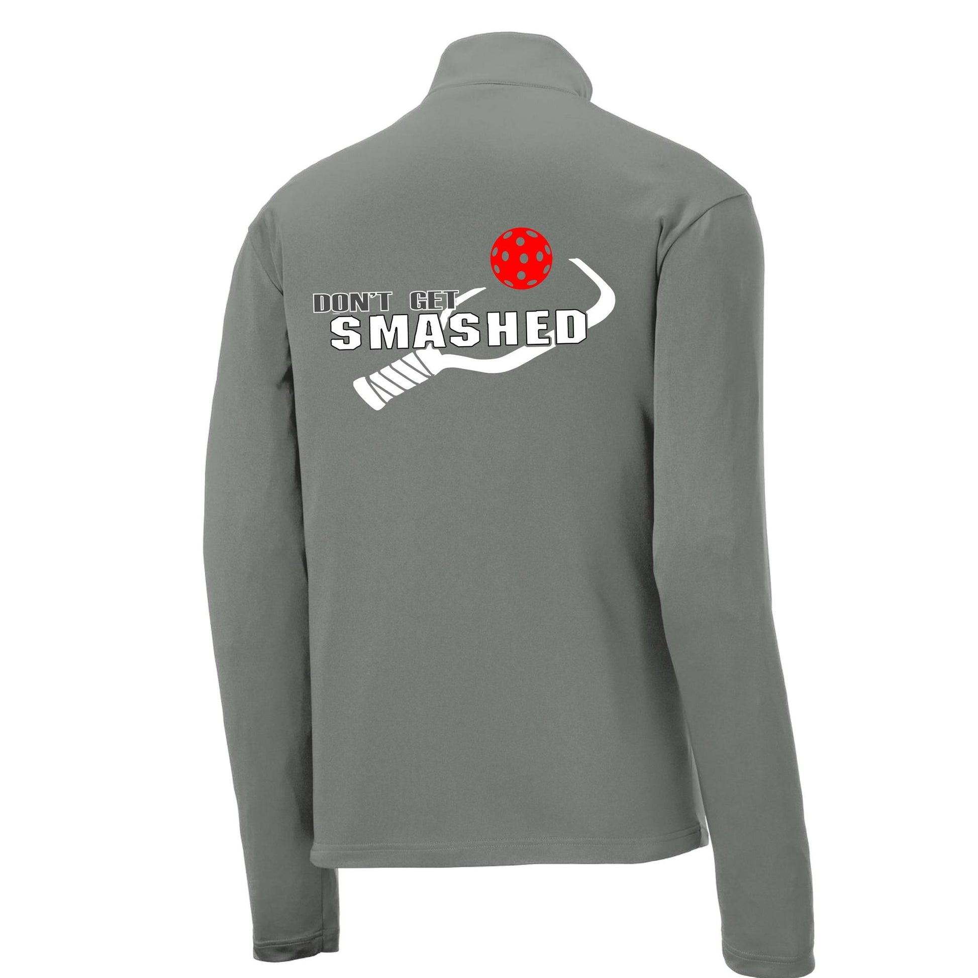 Don't Get Smashed (Pickleball Colors Red Green Stars) | Men's 1/4 Zip Long Sleeve Pullover Athletic Performance Shirt | 100% Polyester