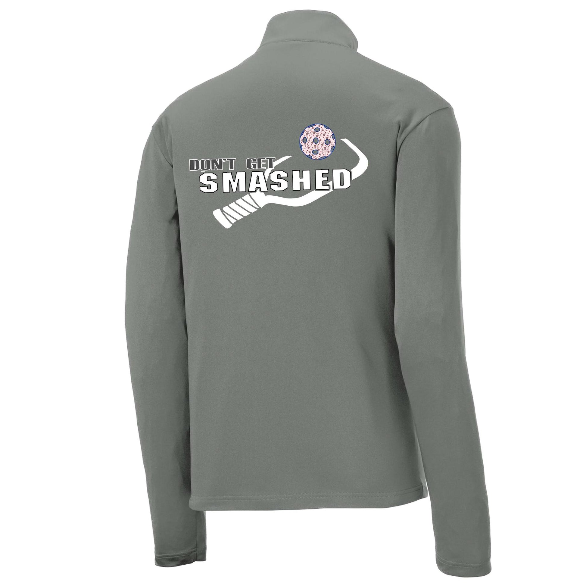 Don't Get Smashed (Pickleball Colors Red Green Stars) | Men's 1/4 Zip Long Sleeve Pullover Athletic Performance Shirt | 100% Polyester