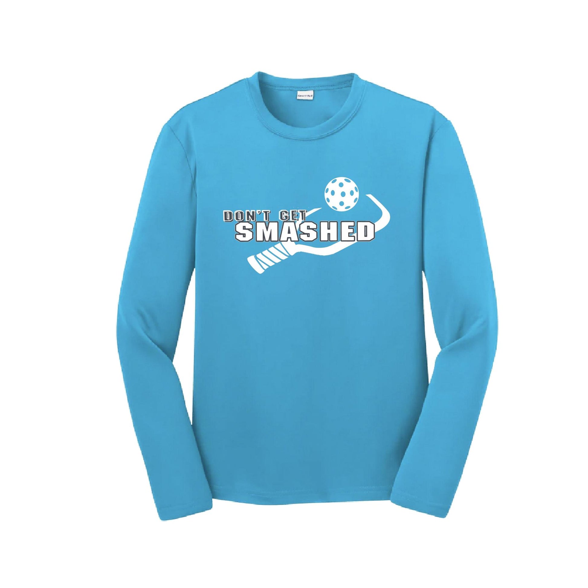 Don't Get Smashed (Purple White Yellow Pickleball Colors) | Youth Long Sleeve Pickleball Performance T-Shirts | 100% Polyester