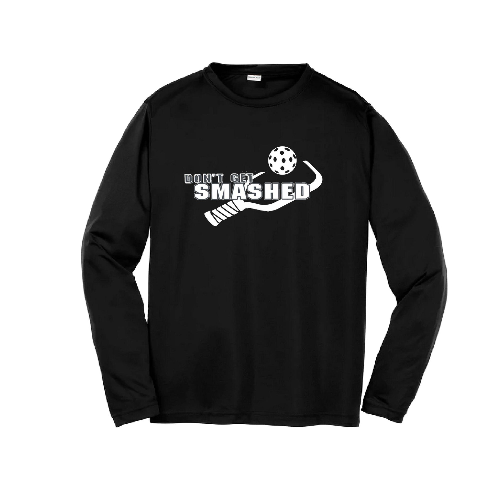Don't Get Smashed (Purple White Yellow Pickleball Colors) | Youth Long Sleeve Pickleball Performance T-Shirts | 100% Polyester