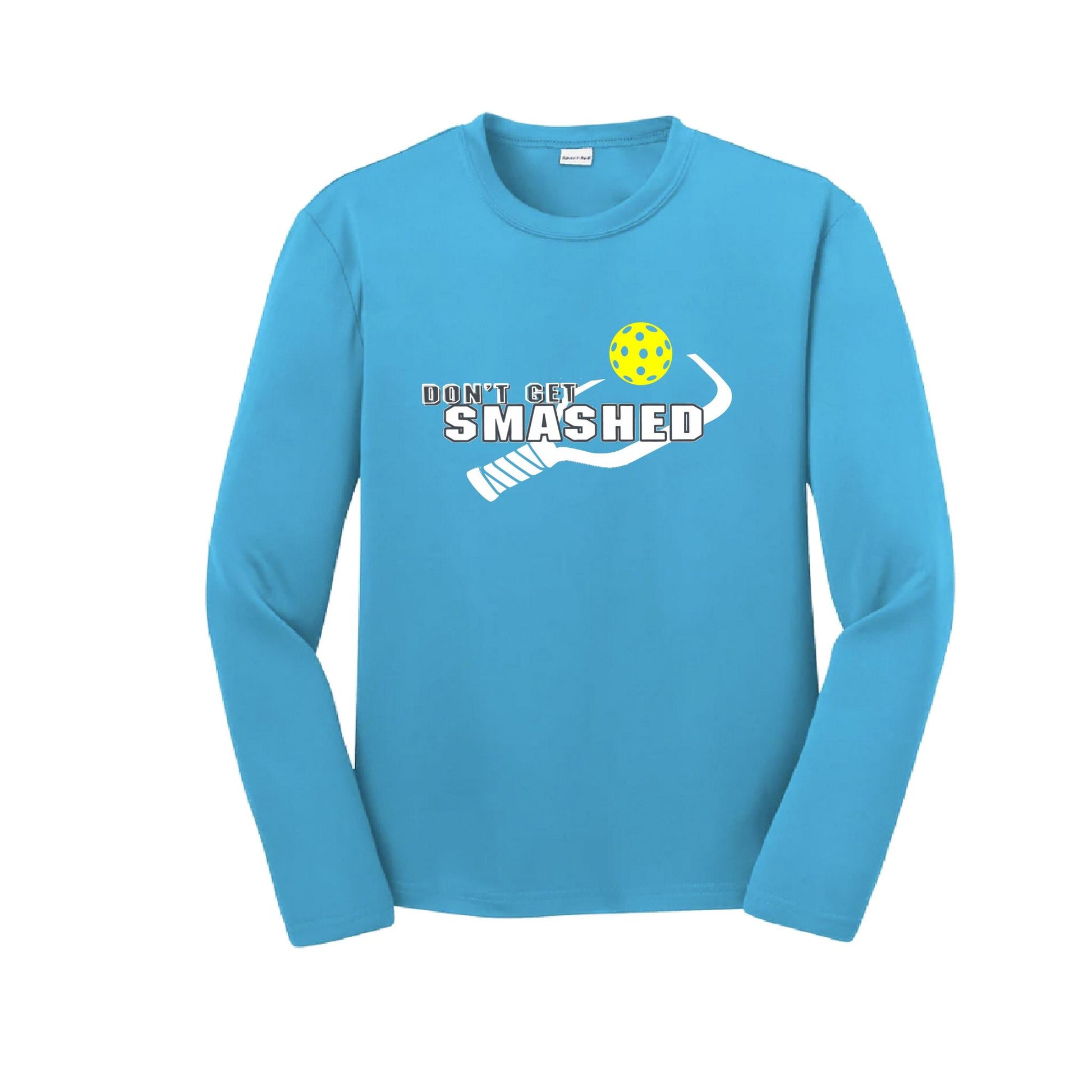 Don't Get Smashed (Purple White Yellow Pickleball Colors) | Youth Long Sleeve Pickleball Performance T-Shirts | 100% Polyester