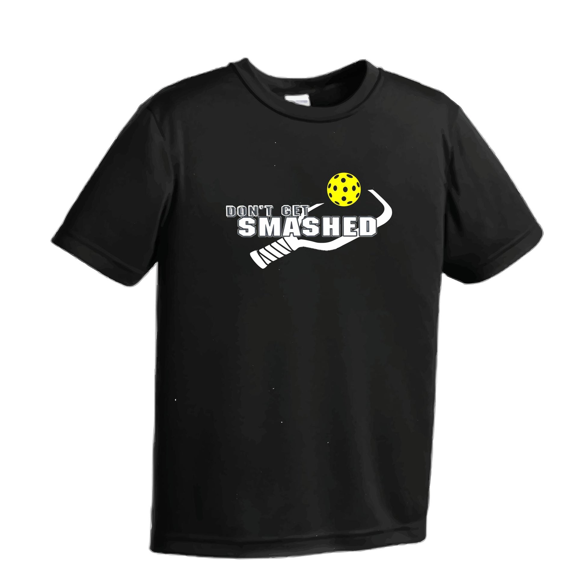 Don't Get Smashed (Purple White Yellow Pickleball Colors) | Youth Short Sleeve Pickleball Performance T-Shirts | 100% Polyester