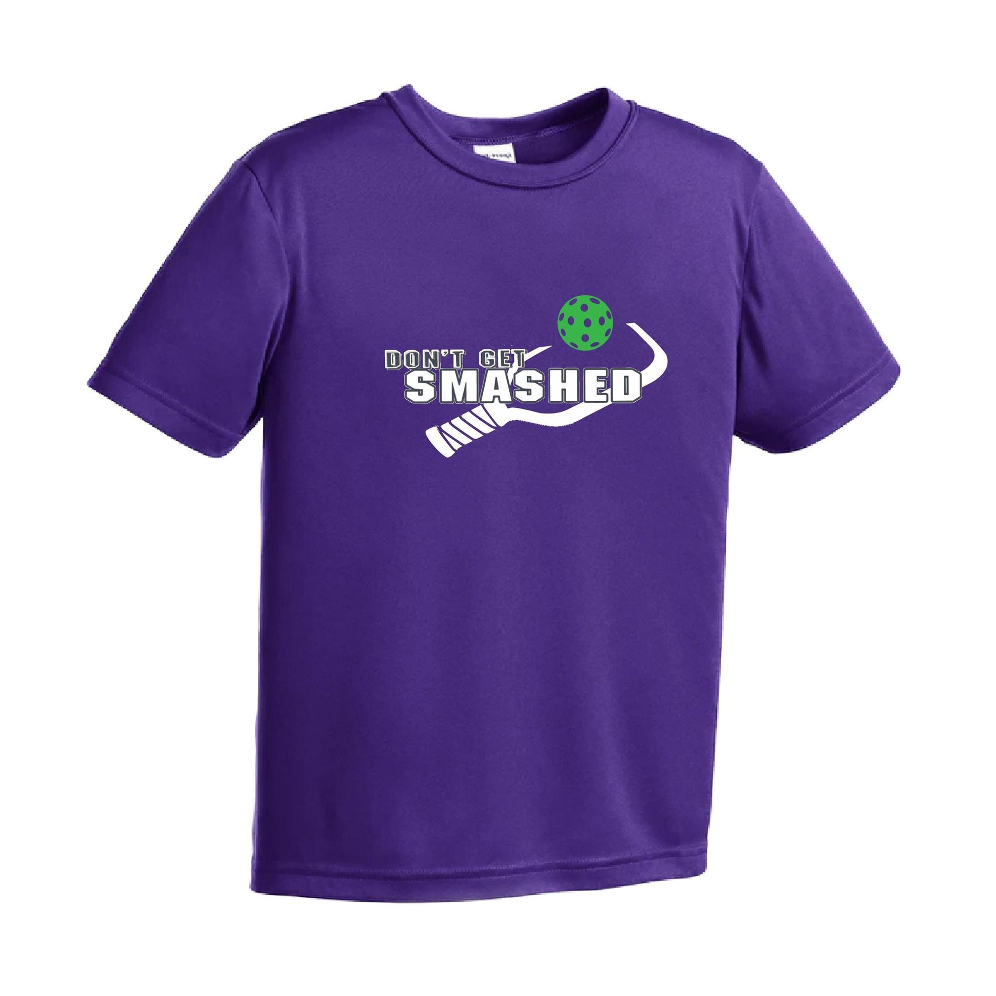 Don't Get Smashed (Red Green Rainbow Pickleball Colors) | Youth Short Sleeve Pickleball Performance T-Shirts | 100% Polyester