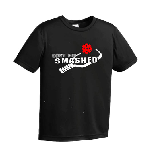 Don't Get Smashed (Red Green Rainbow Pickleball Colors) | Youth Short Sleeve Pickleball Performance T-Shirts | 100% Polyester