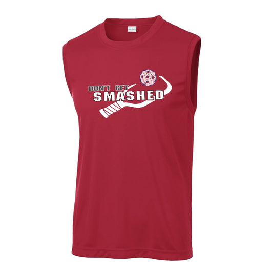 Don't Get Smashed With Pickleballs (Cyan Green Orange Pink Stars) Customizable | Men's Sleeveless Pickleball Performance T-Shirt | 100% Polyester