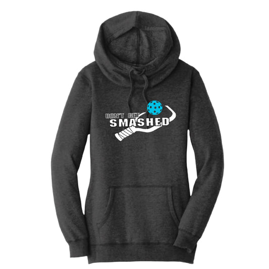 Don't Get Smashed With Pickleballs (Cyan Green Orange) | Women’s Cowl-Neck Hoodie Pickleball Sweatshirt | 55% Cotton 45% Poly Fleece