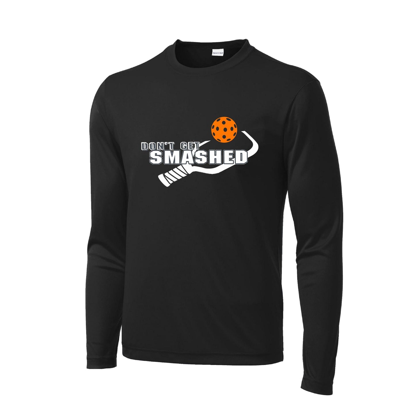 Don't Get Smashed With Pickleballs (Cyan Orange Pink) Customizable | Men's Long Sleeve Athletic Performance T-Shirt | 100% Polyester