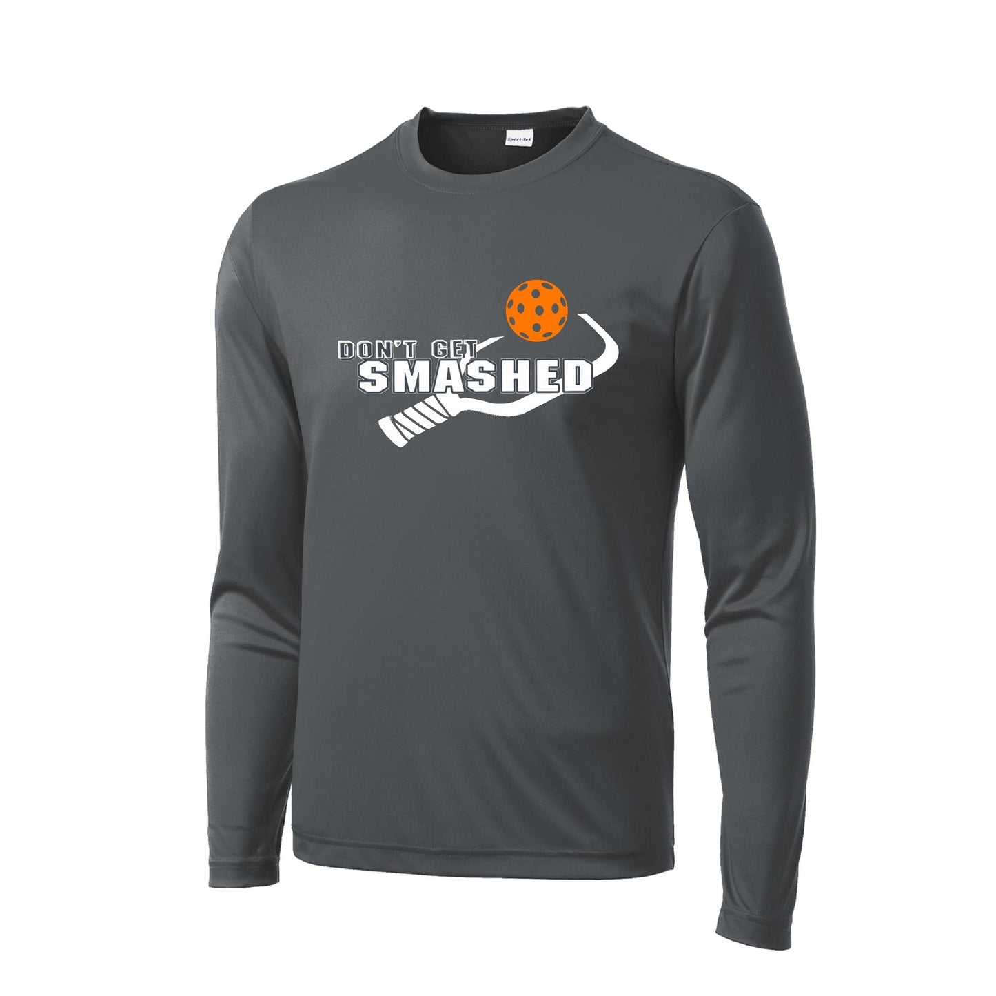 Don't Get Smashed With Pickleballs (Cyan Orange Pink) Customizable | Men's Long Sleeve Athletic Performance T-Shirt | 100% Polyester