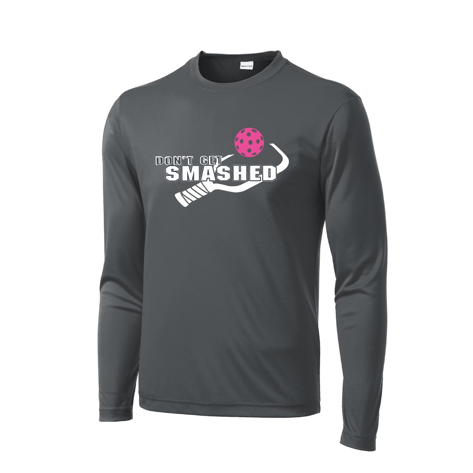 Don't Get Smashed With Pickleballs (Cyan Orange Pink) Customizable | Men's Long Sleeve Athletic Performance T-Shirt | 100% Polyester