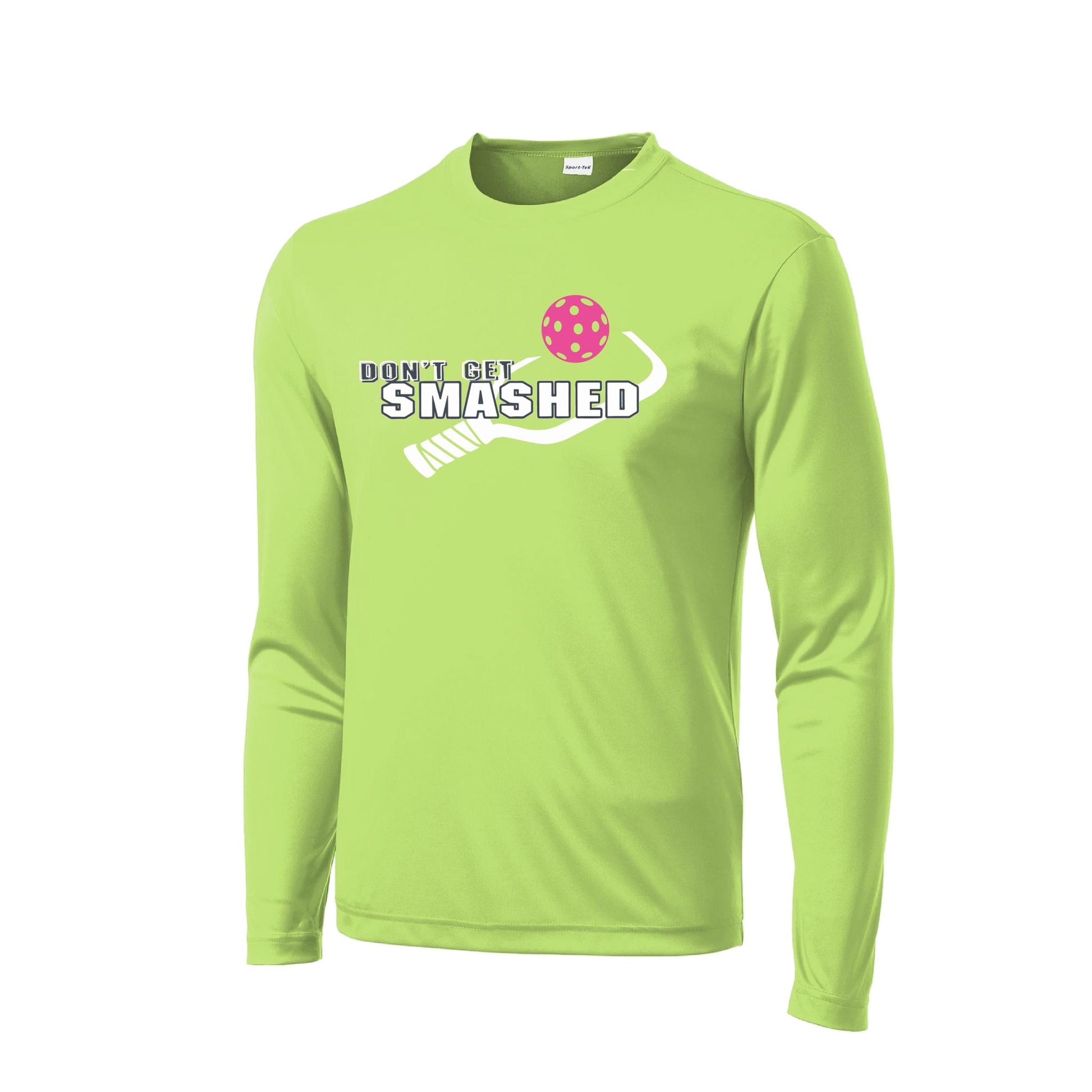 Don't Get Smashed With Pickleballs (Cyan Orange Pink) Customizable | Men's Long Sleeve Athletic Performance T-Shirt | 100% Polyester
