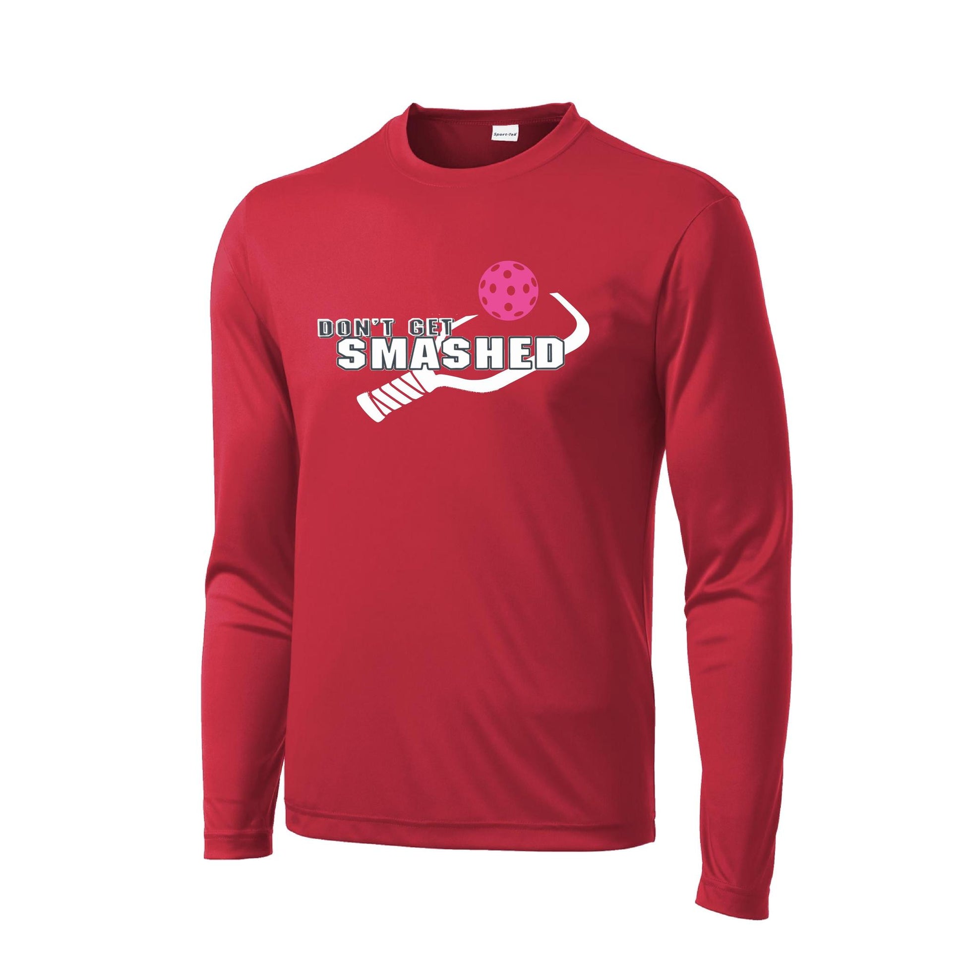 Don't Get Smashed With Pickleballs (Cyan Orange Pink) Customizable | Men's Long Sleeve Athletic Performance T-Shirt | 100% Polyester