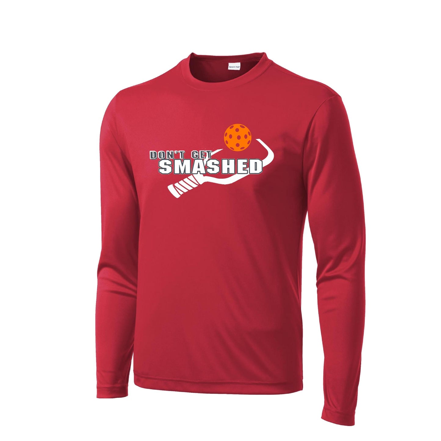 Don't Get Smashed With Pickleballs (Cyan Orange Pink) Customizable | Men's Long Sleeve Athletic Performance T-Shirt | 100% Polyester