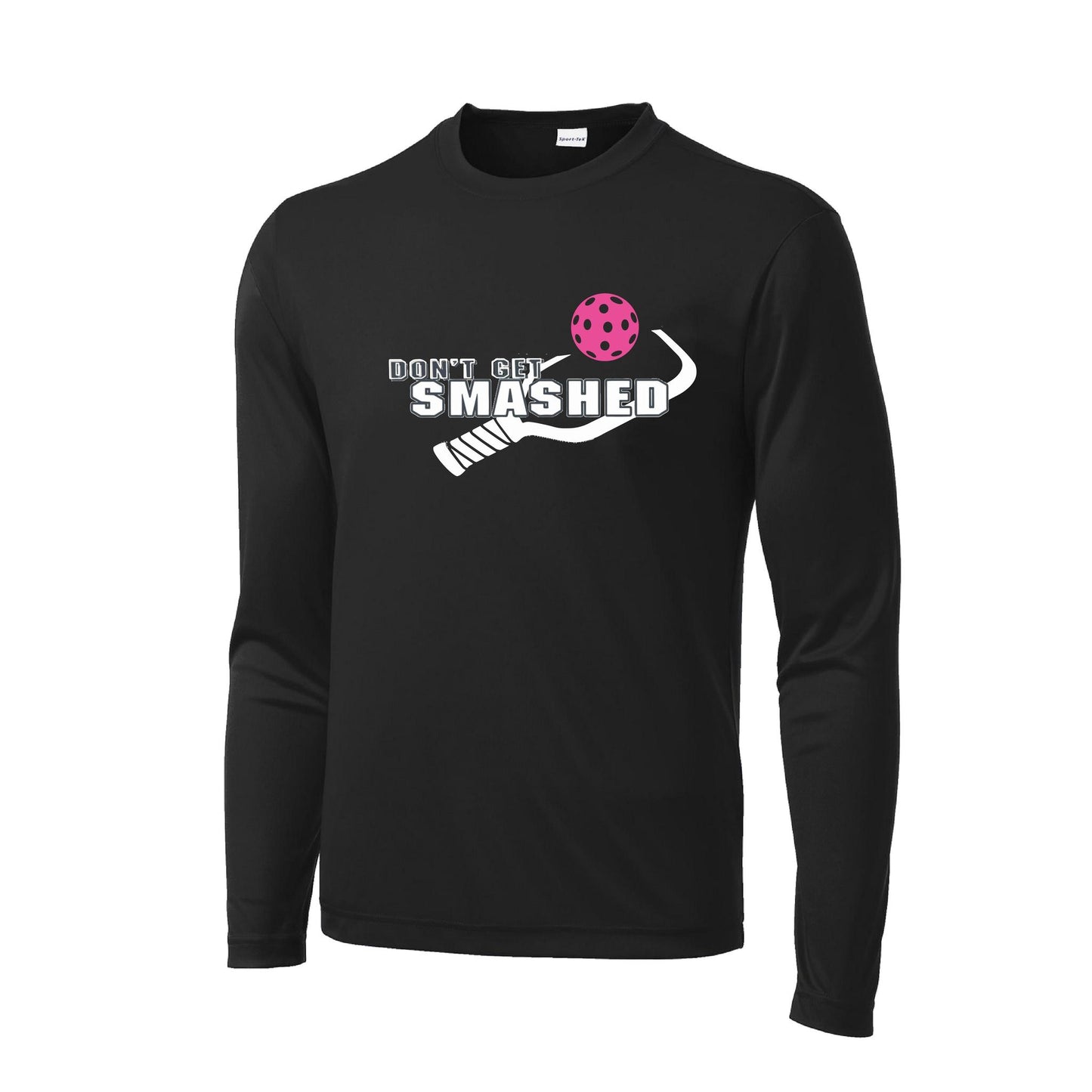 Don't Get Smashed With Pickleballs (Cyan Orange Pink) Customizable | Men's Long Sleeve Athletic Performance T-Shirt | 100% Polyester