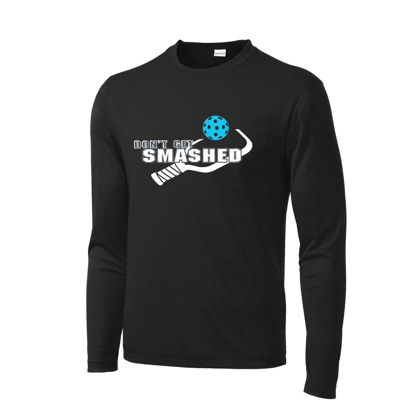 Don't Get Smashed With Pickleballs (Cyan Orange Pink) Customizable | Men's Long Sleeve Athletic Performance T-Shirt | 100% Polyester