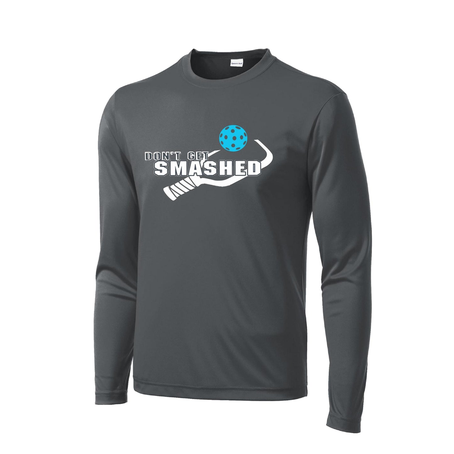Don't Get Smashed With Pickleballs (Cyan Orange Pink) Customizable | Men's Long Sleeve Athletic Performance T-Shirt | 100% Polyester