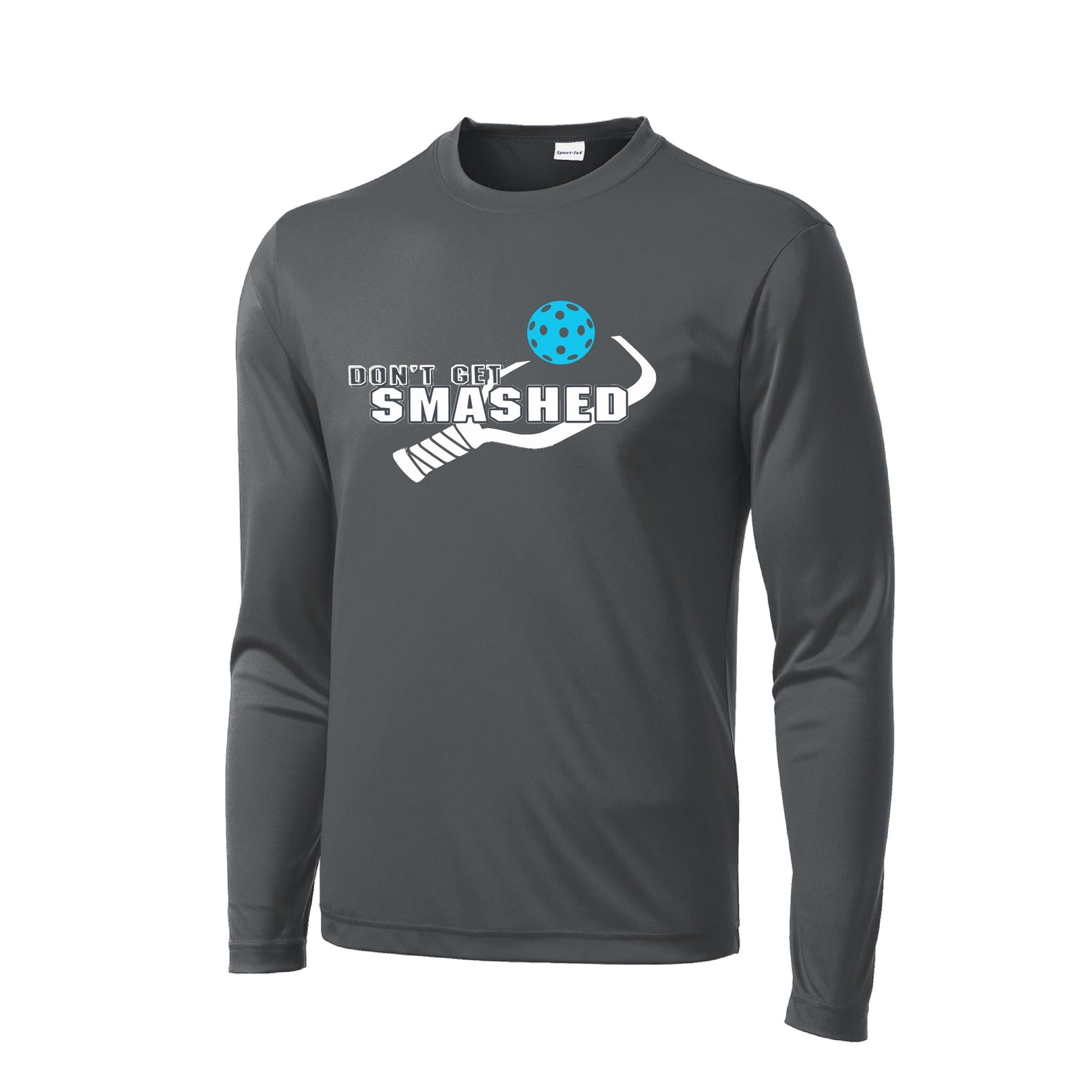 Don't Get Smashed With Pickleballs (Cyan Orange Pink) Customizable | Men's Long Sleeve Athletic Performance T-Shirt | 100% Polyester
