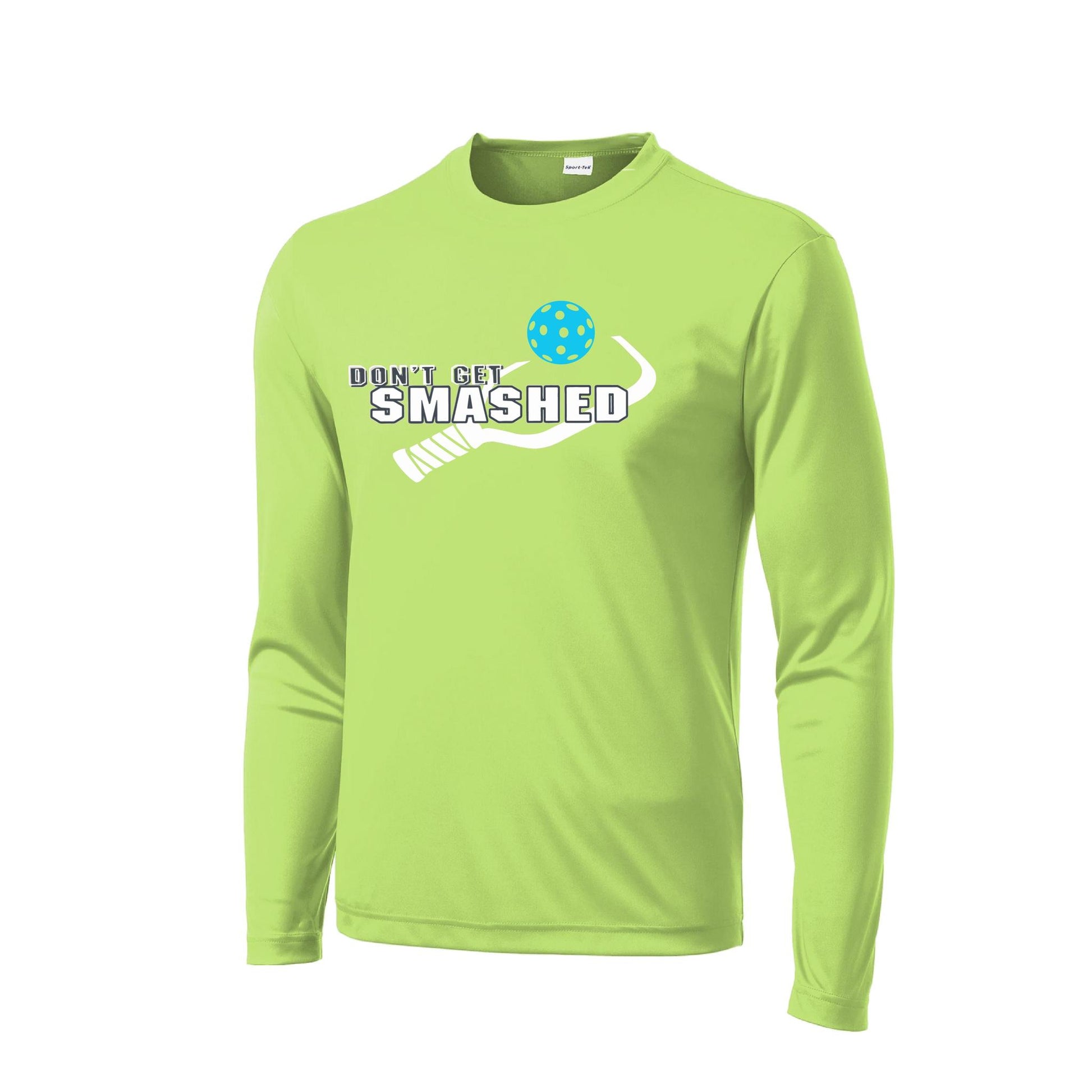 Don't Get Smashed With Pickleballs (Cyan Orange Pink) Customizable | Men's Long Sleeve Athletic Performance T-Shirt | 100% Polyester