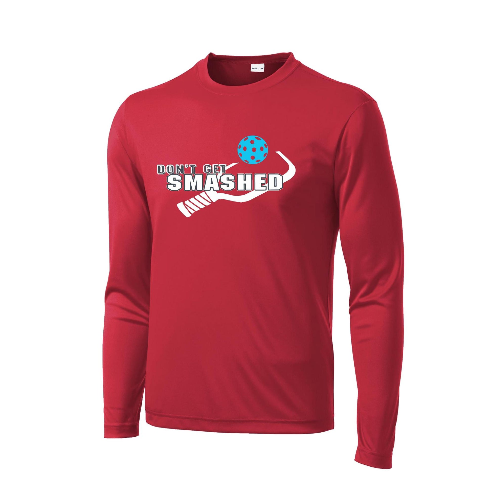 Don't Get Smashed With Pickleballs (Cyan Orange Pink) Customizable | Men's Long Sleeve Athletic Performance T-Shirt | 100% Polyester