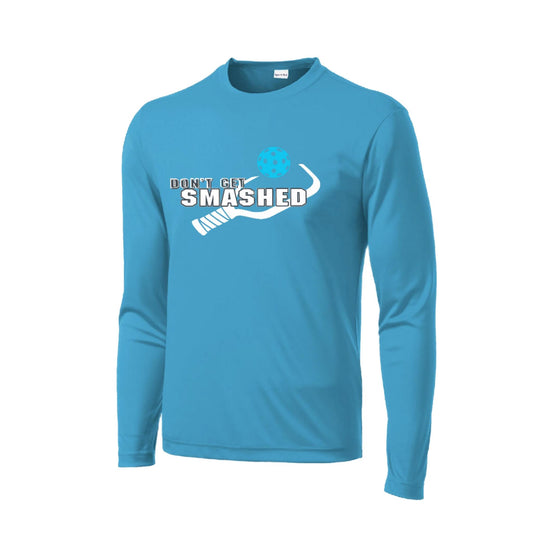 Don't Get Smashed With Pickleballs (Cyan Orange Pink) Customizable | Men's Long Sleeve Athletic Performance T-Shirt | 100% Polyester