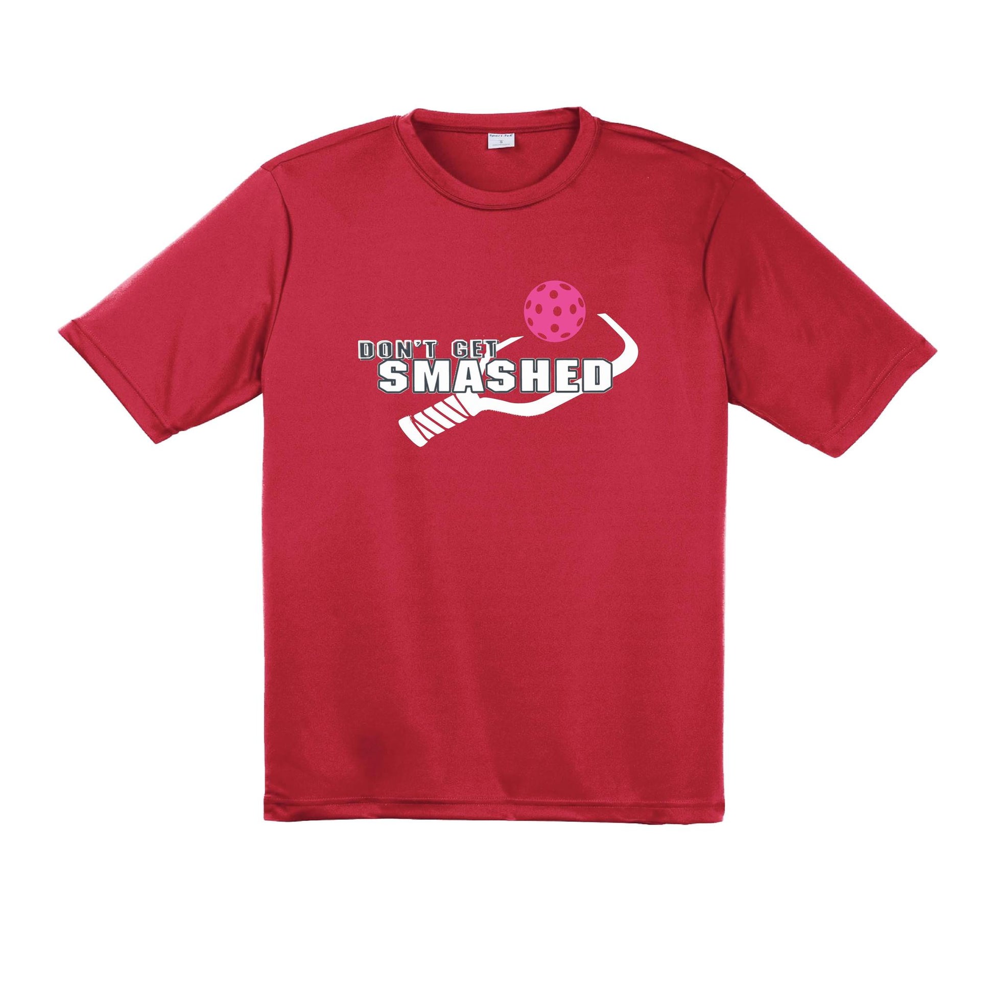 Don't Get Smashed With Pickleballs (Cyan Orange Pink) Customizable | Men's Short Sleeve Pickleball Performance T-Shirt | 100% Polyester