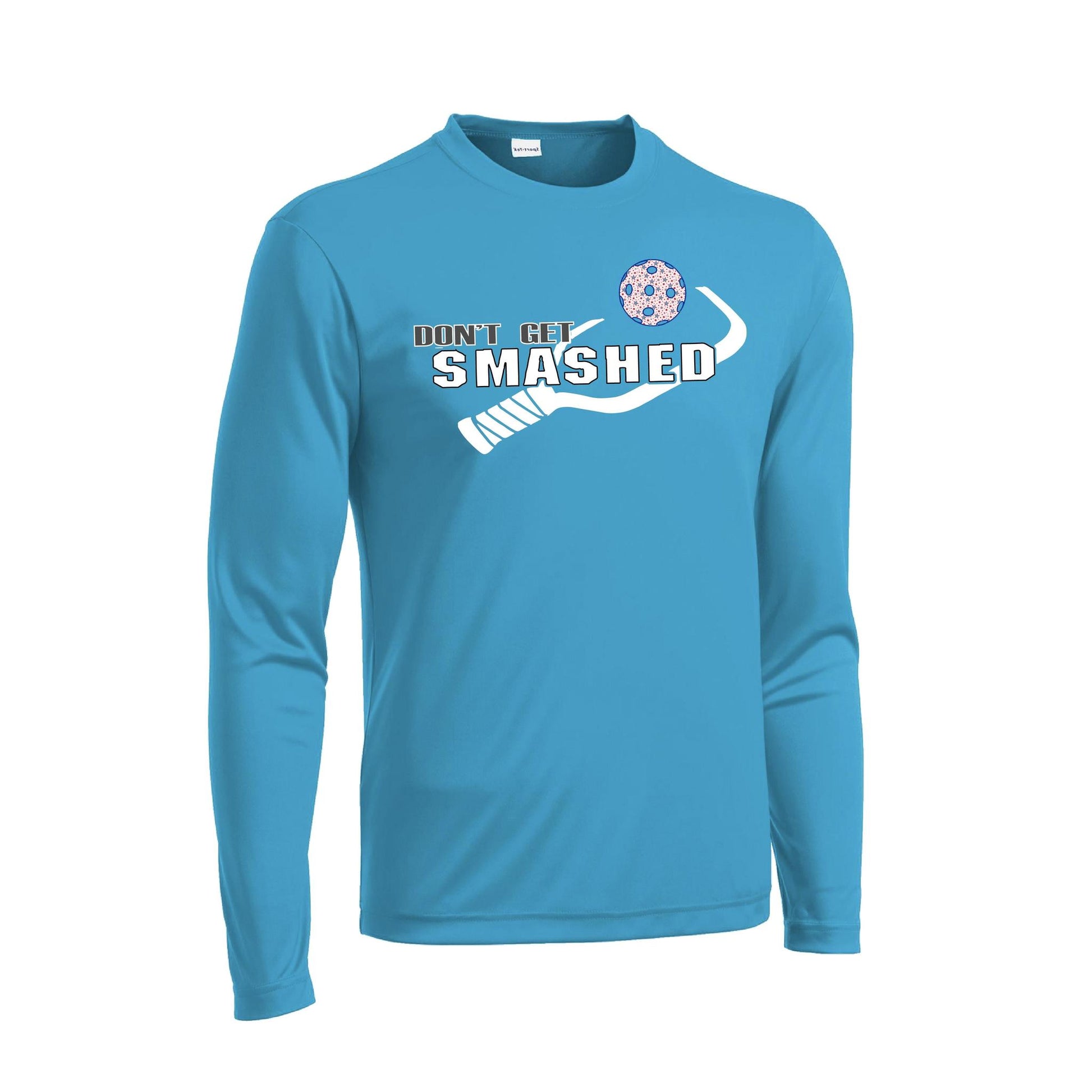 Don't Get Smashed With Pickleballs (Patriotic Stars) | Men's Long Sleeve Athletic Performance T-Shirt | 100% Polyester