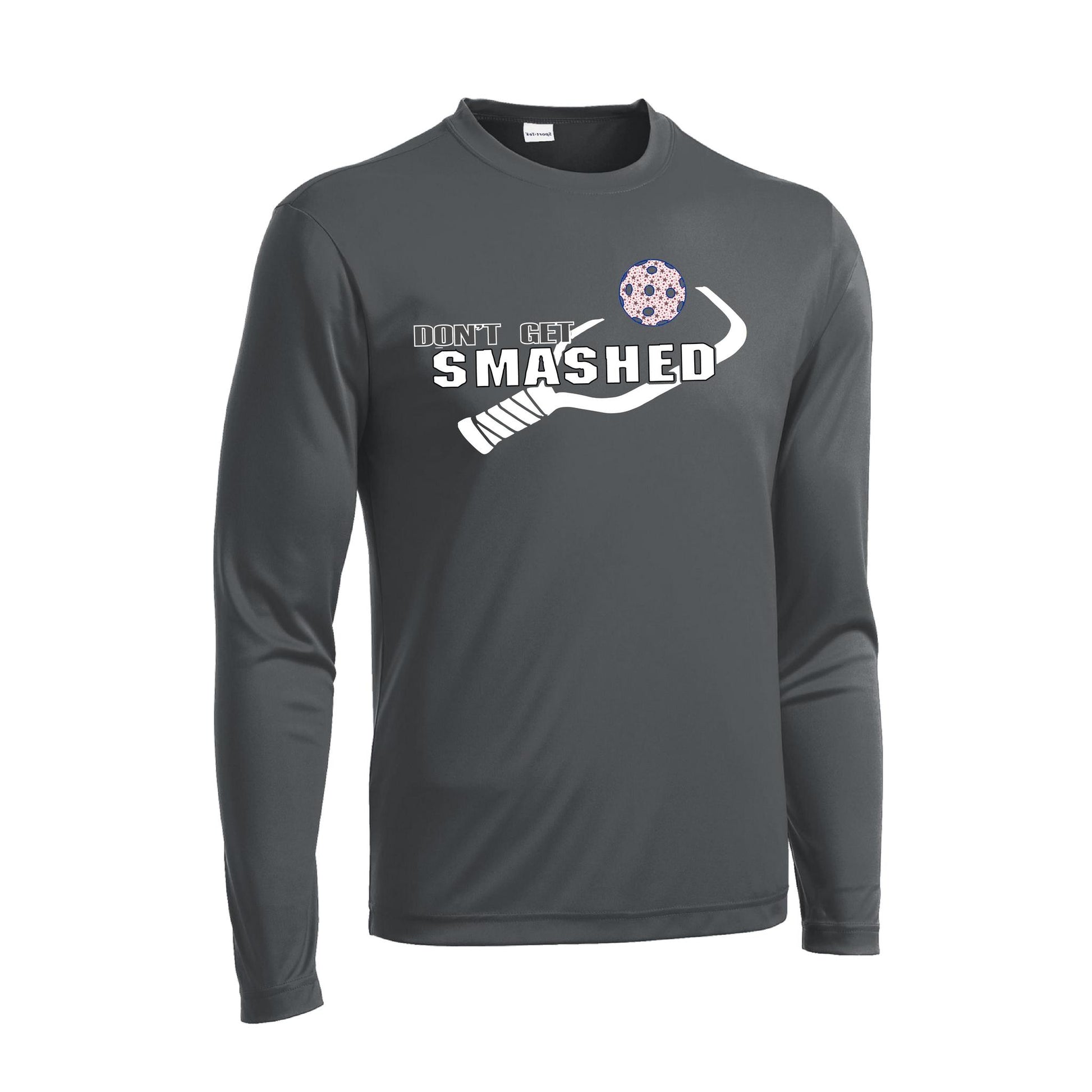 Don't Get Smashed With Pickleballs (Patriotic Stars) | Men's Long Sleeve Athletic Performance T-Shirt | 100% Polyester