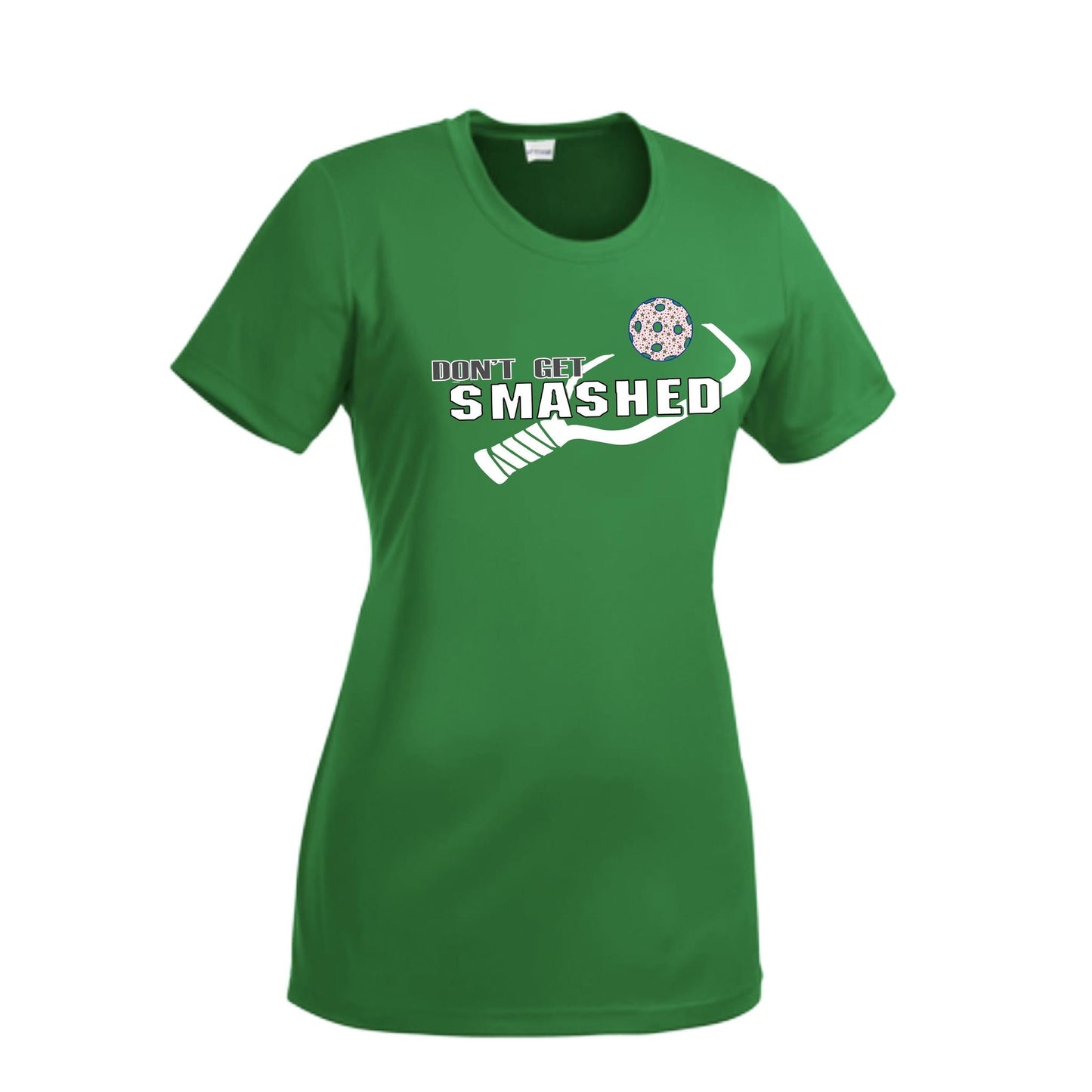Don't Get Smashed (10 Custom Pickleball Colors) | Women’s Short Sleeve Crewneck Athletic Performance T-Shirts | 100% Polyester