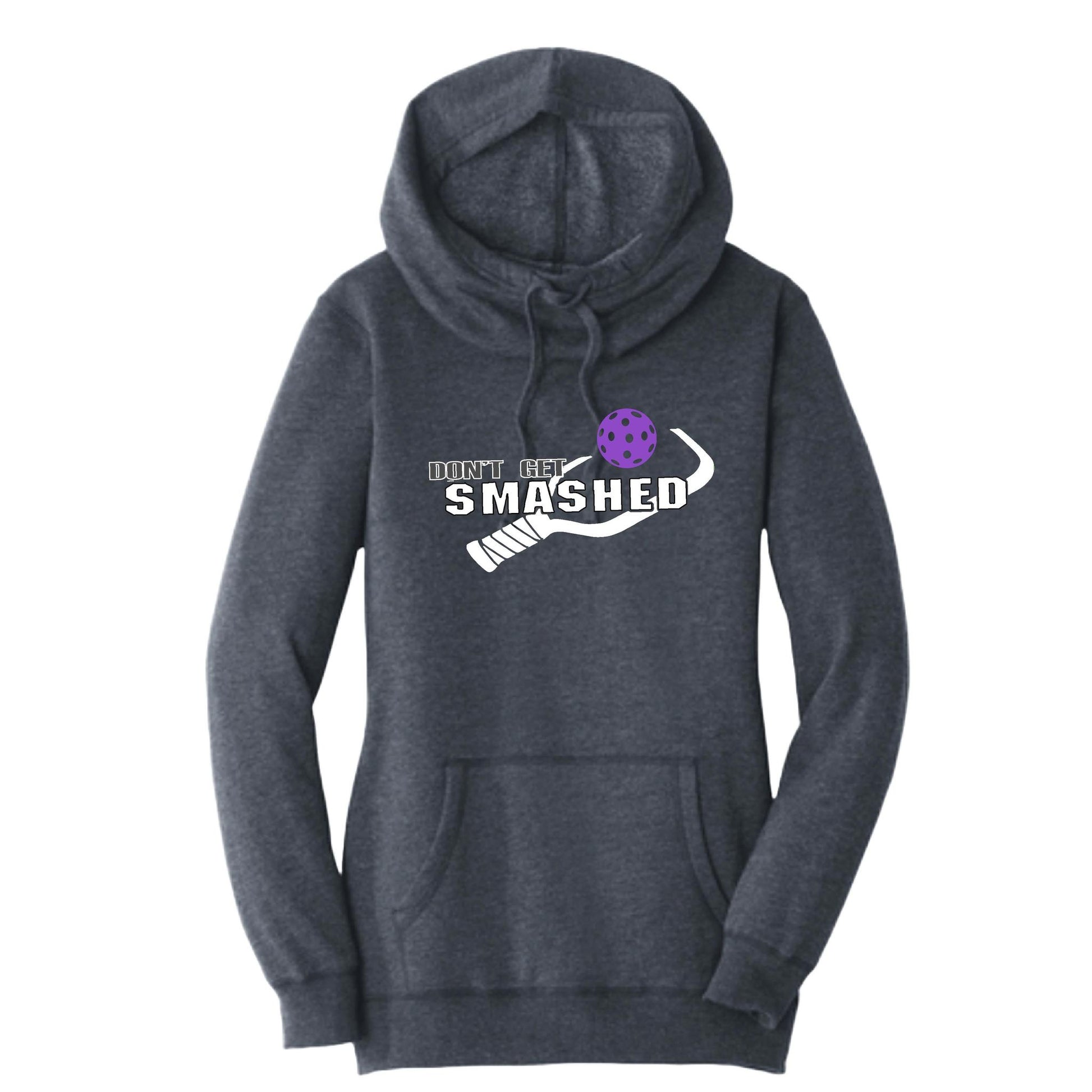Don't Get Smashed With Pickleballs (Pink Purple Rainbow) | Women’s Cowl-Neck Hoodie Pickleball Sweatshirt | 55% Cotton 45% Poly Fleece