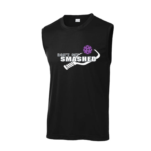 Don't Get Smashed With Pickleballs (Purple Rainbow White Yellow Red) Customizable | Men's Sleeveless Pickleball Performance T-Shirt | 100% Polyester