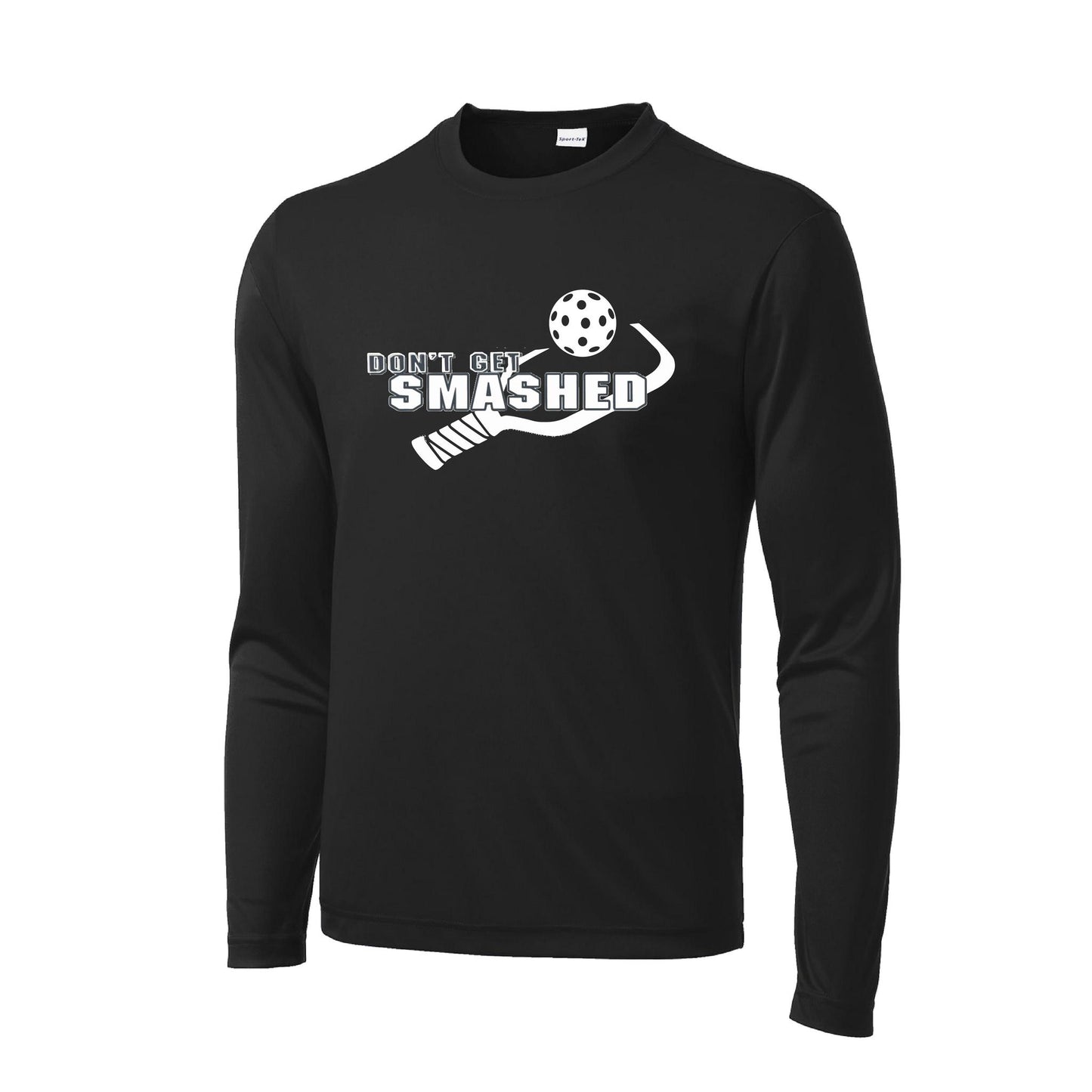 Don't Get Smashed With Pickleballs (Purple White Yellow) Customizable | Men's Long Sleeve Athletic Performance T-Shirt | 100% Polyester