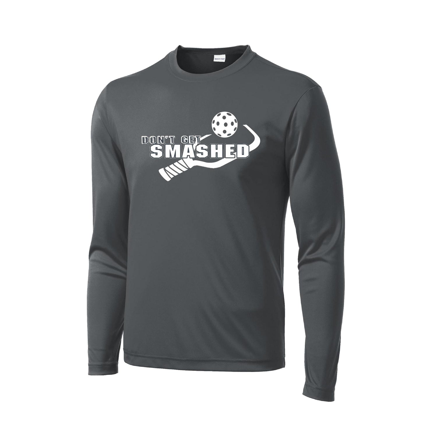 Don't Get Smashed With Pickleballs (Purple White Yellow) Customizable | Men's Long Sleeve Athletic Performance T-Shirt | 100% Polyester