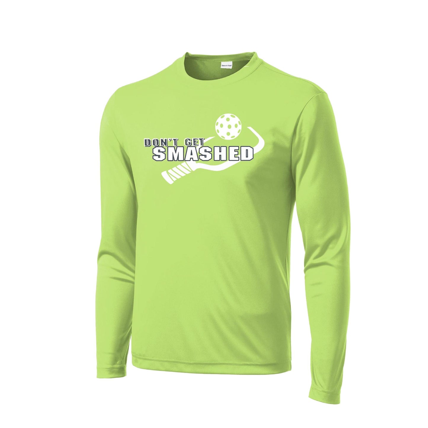 Don't Get Smashed With Pickleballs (Purple White Yellow) Customizable | Men's Long Sleeve Athletic Performance T-Shirt | 100% Polyester
