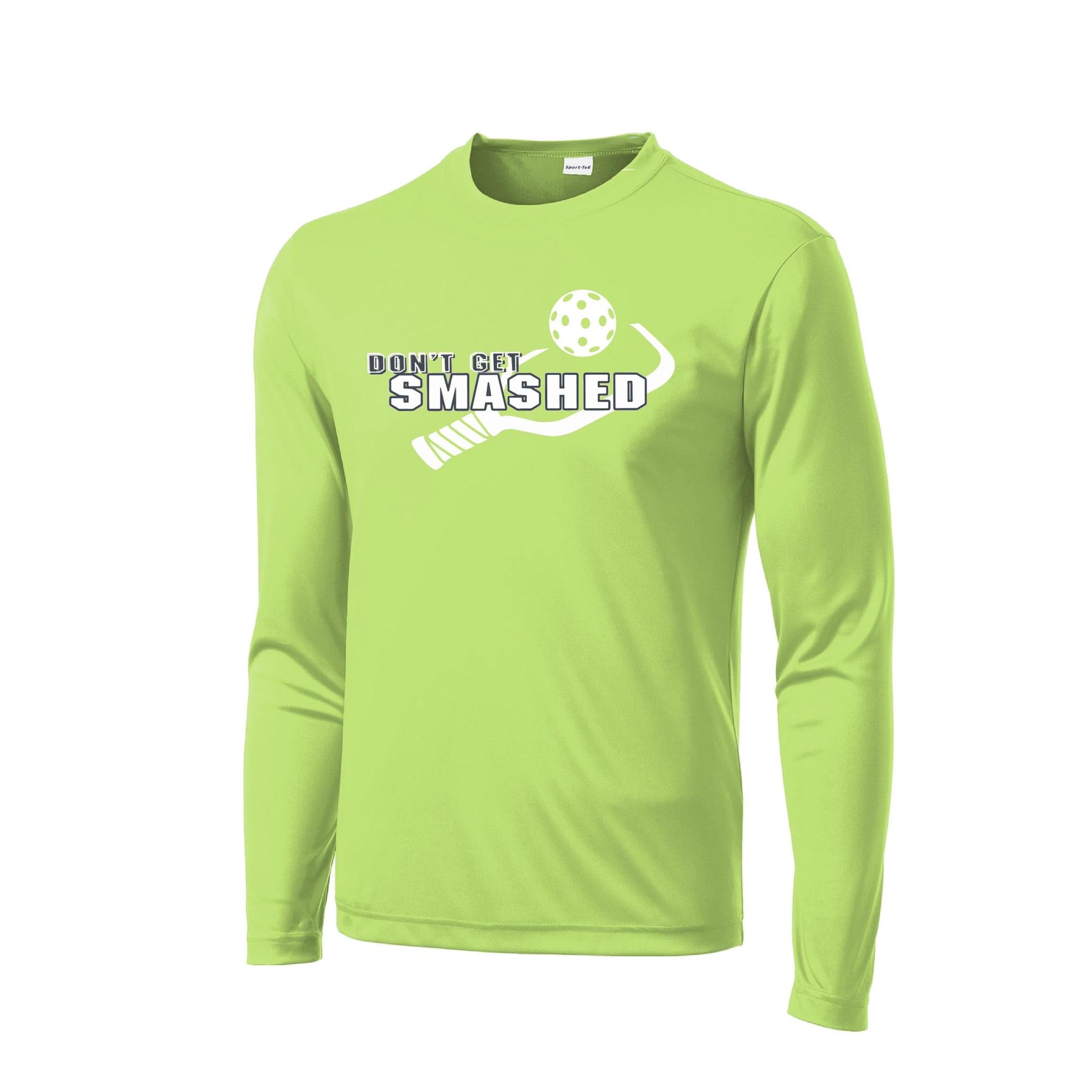 Don't Get Smashed With Pickleballs (Purple White Yellow) Customizable | Men's Long Sleeve Athletic Performance T-Shirt | 100% Polyester