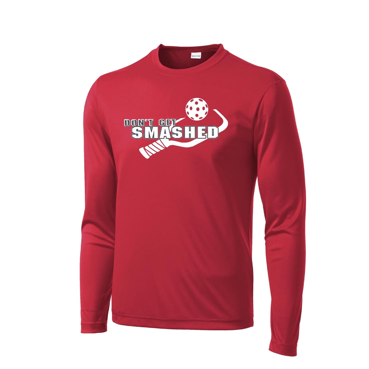 Don't Get Smashed With Pickleballs (Purple White Yellow) Customizable | Men's Long Sleeve Athletic Performance T-Shirt | 100% Polyester