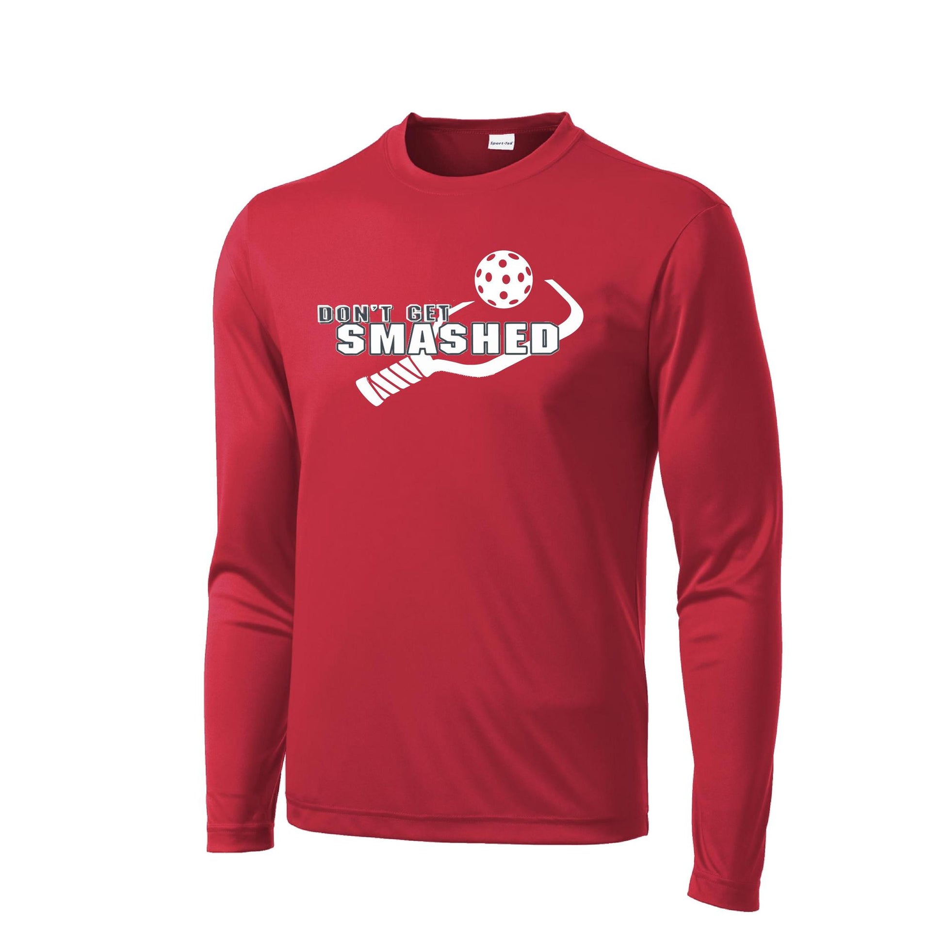 Don't Get Smashed With Pickleballs (Purple White Yellow) Customizable | Men's Long Sleeve Athletic Performance T-Shirt | 100% Polyester